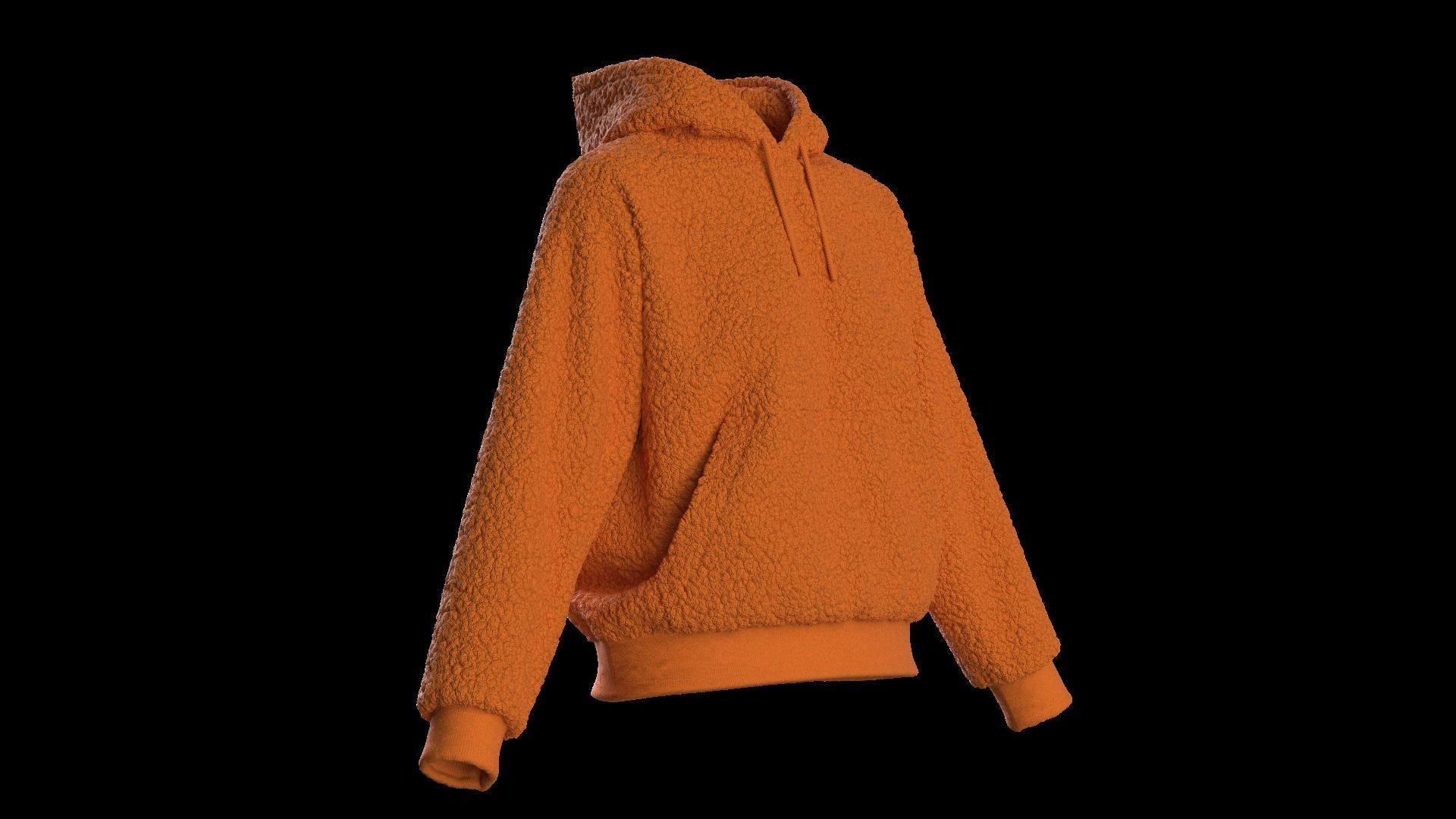 Female plush hoodie 3D model_2