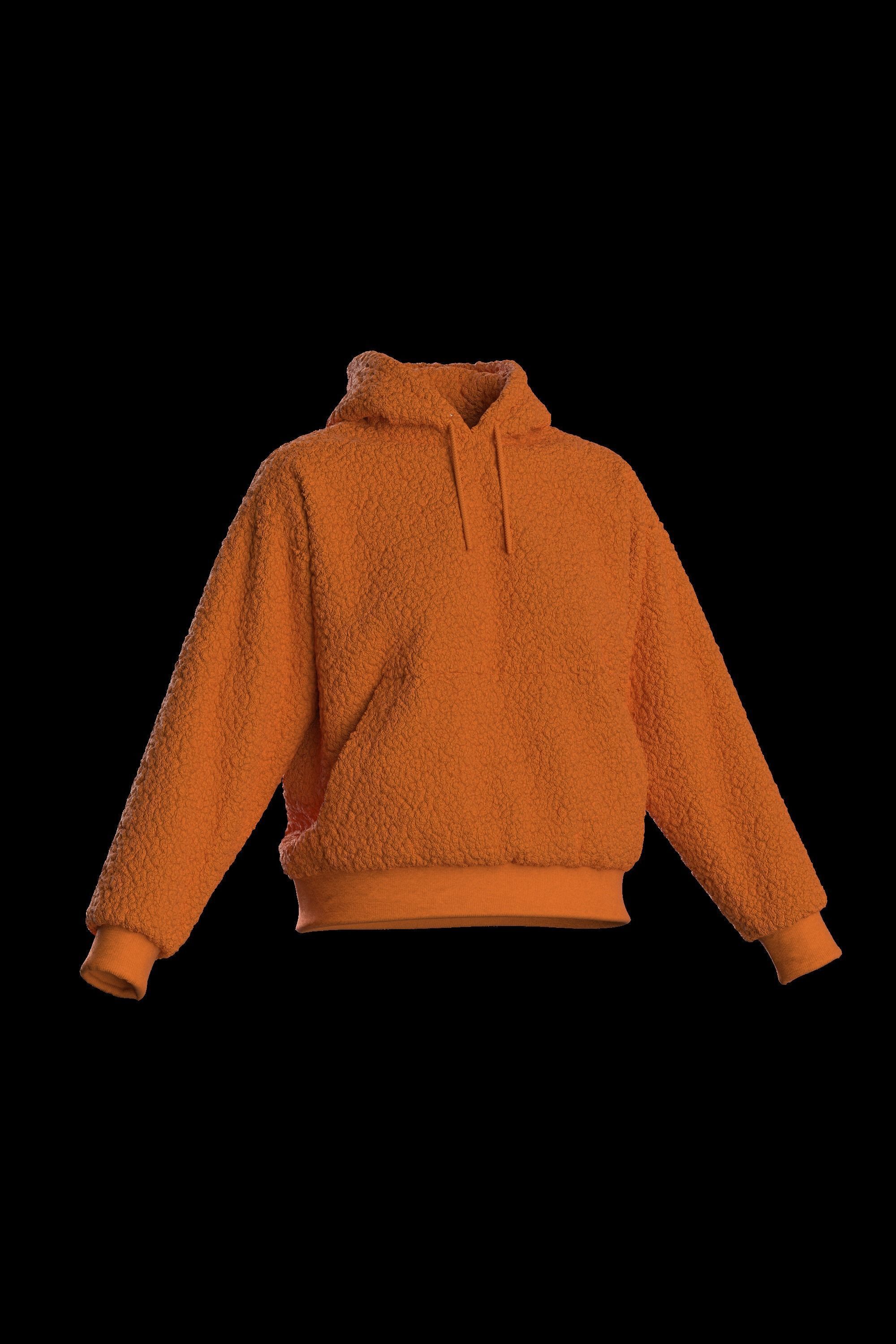 Female plush hoodie 3D model_4