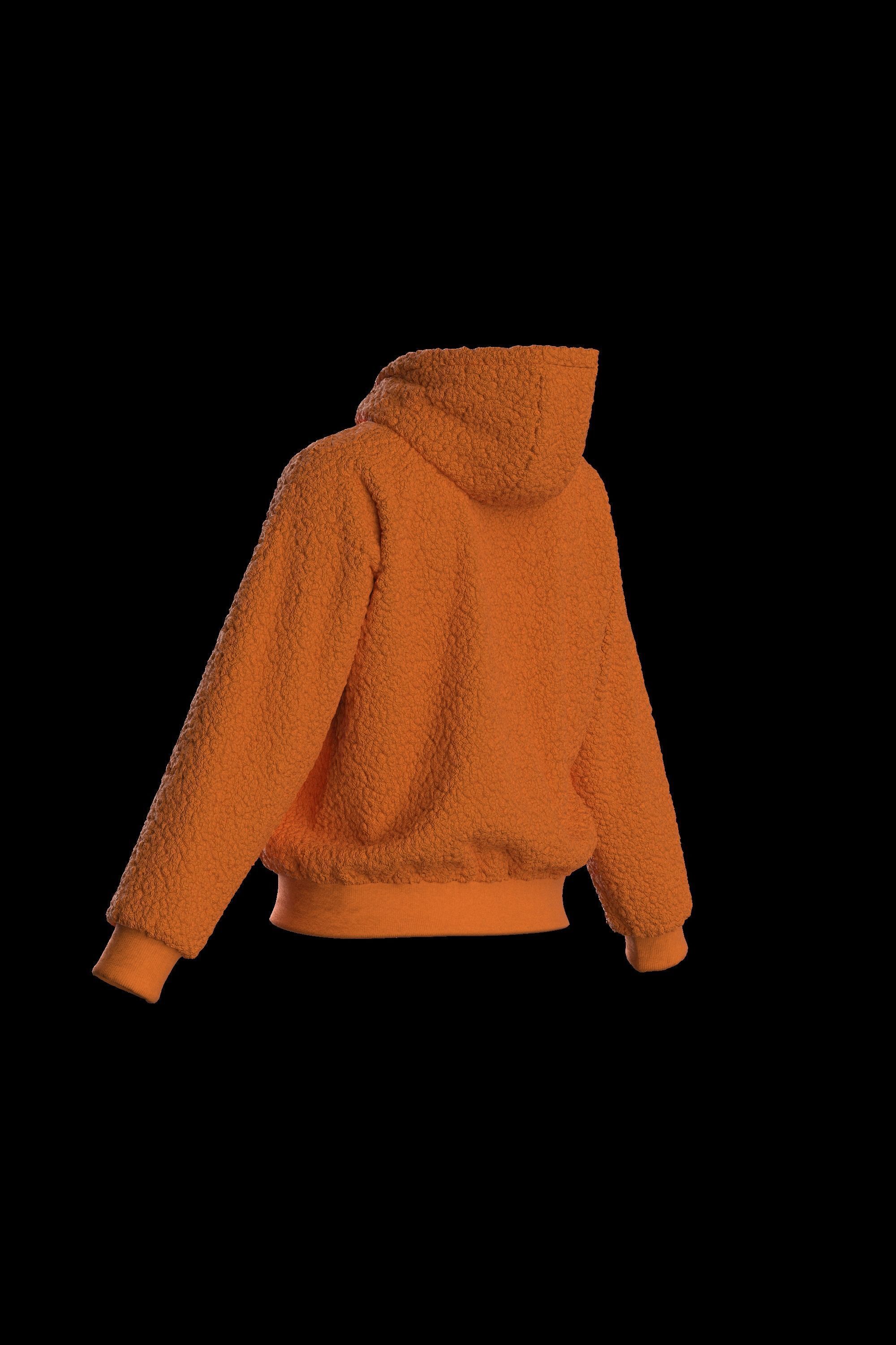Female plush hoodie 3D model_5