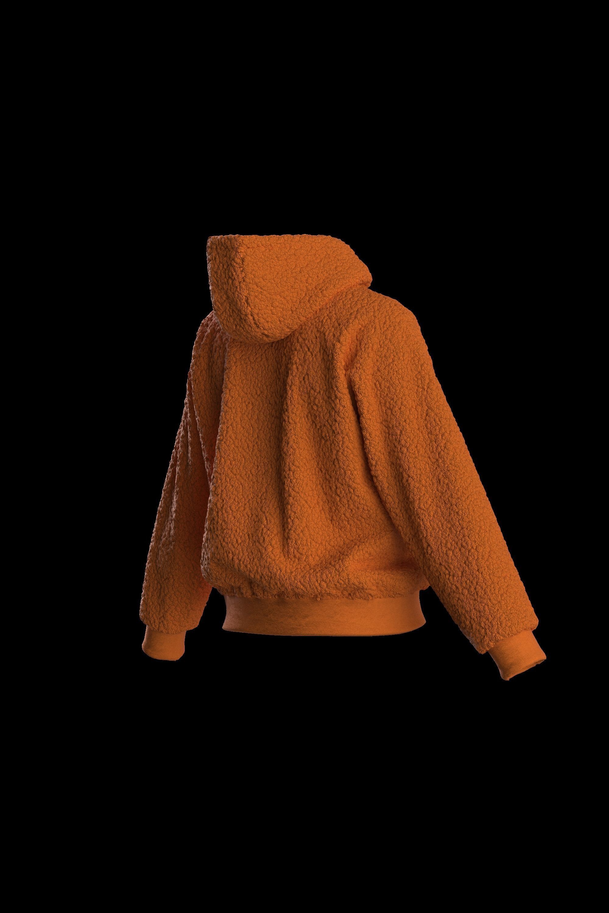 Female plush hoodie 3D model_15