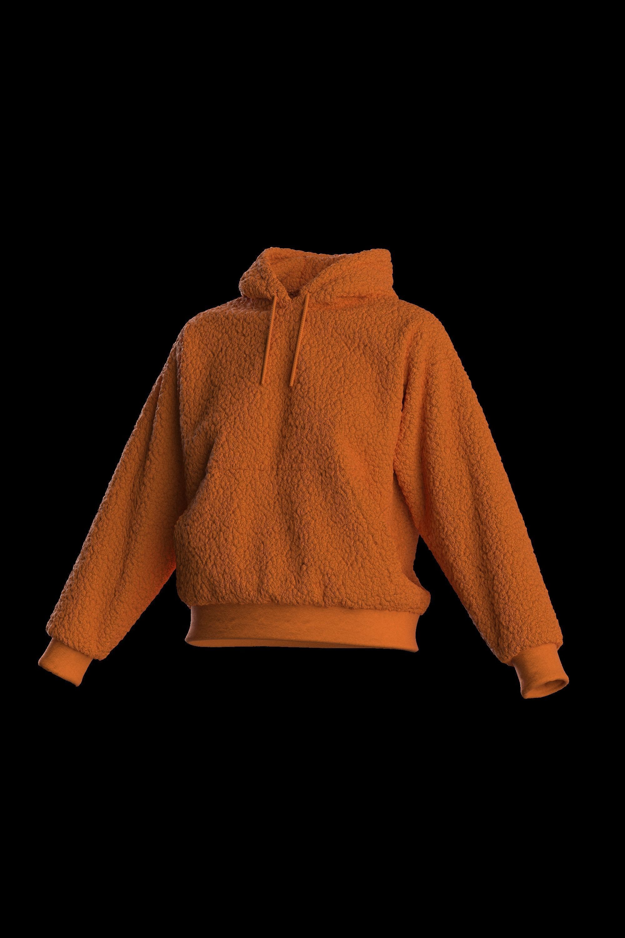 Female plush hoodie 3D model_10
