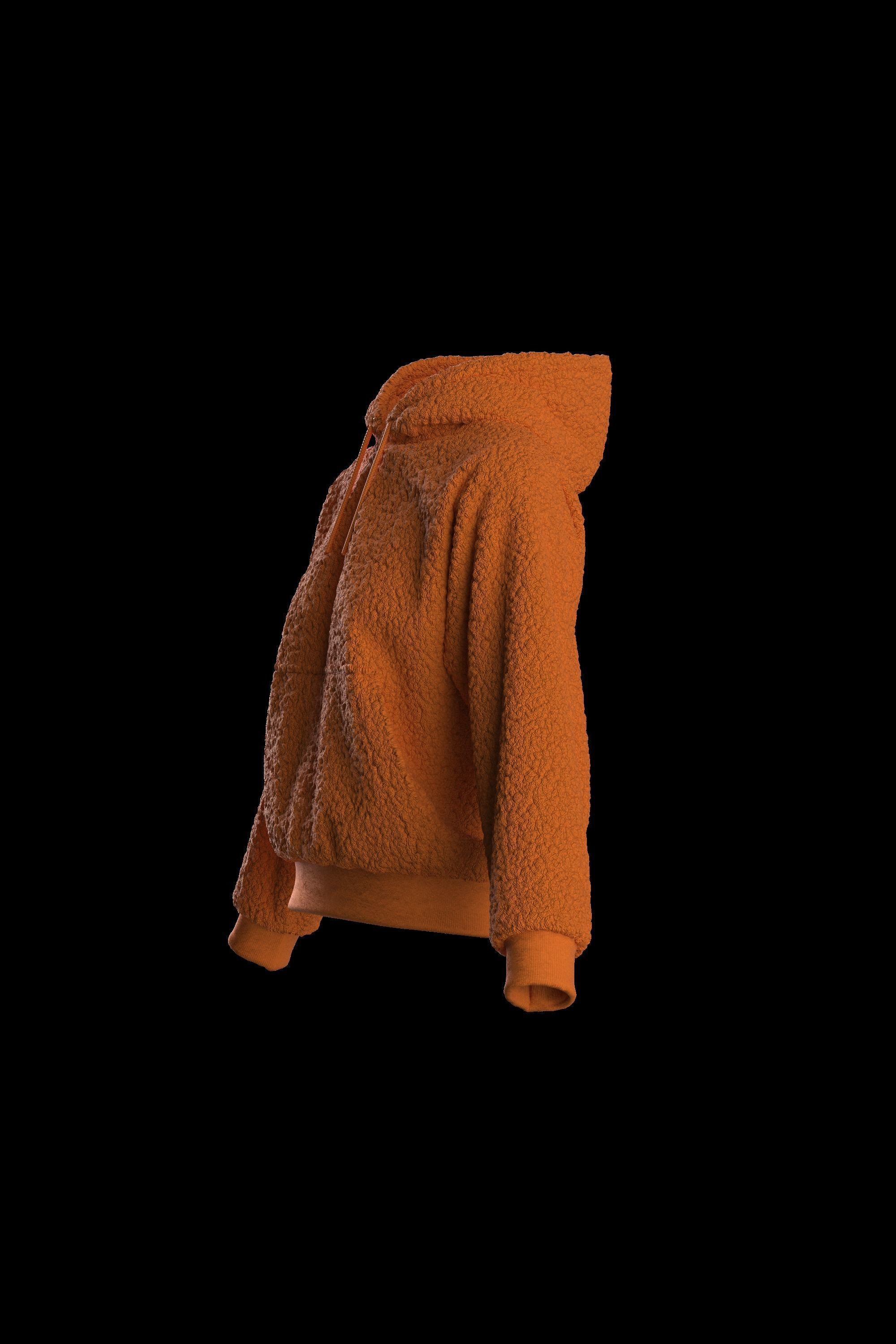 Female plush hoodie 3D model_8