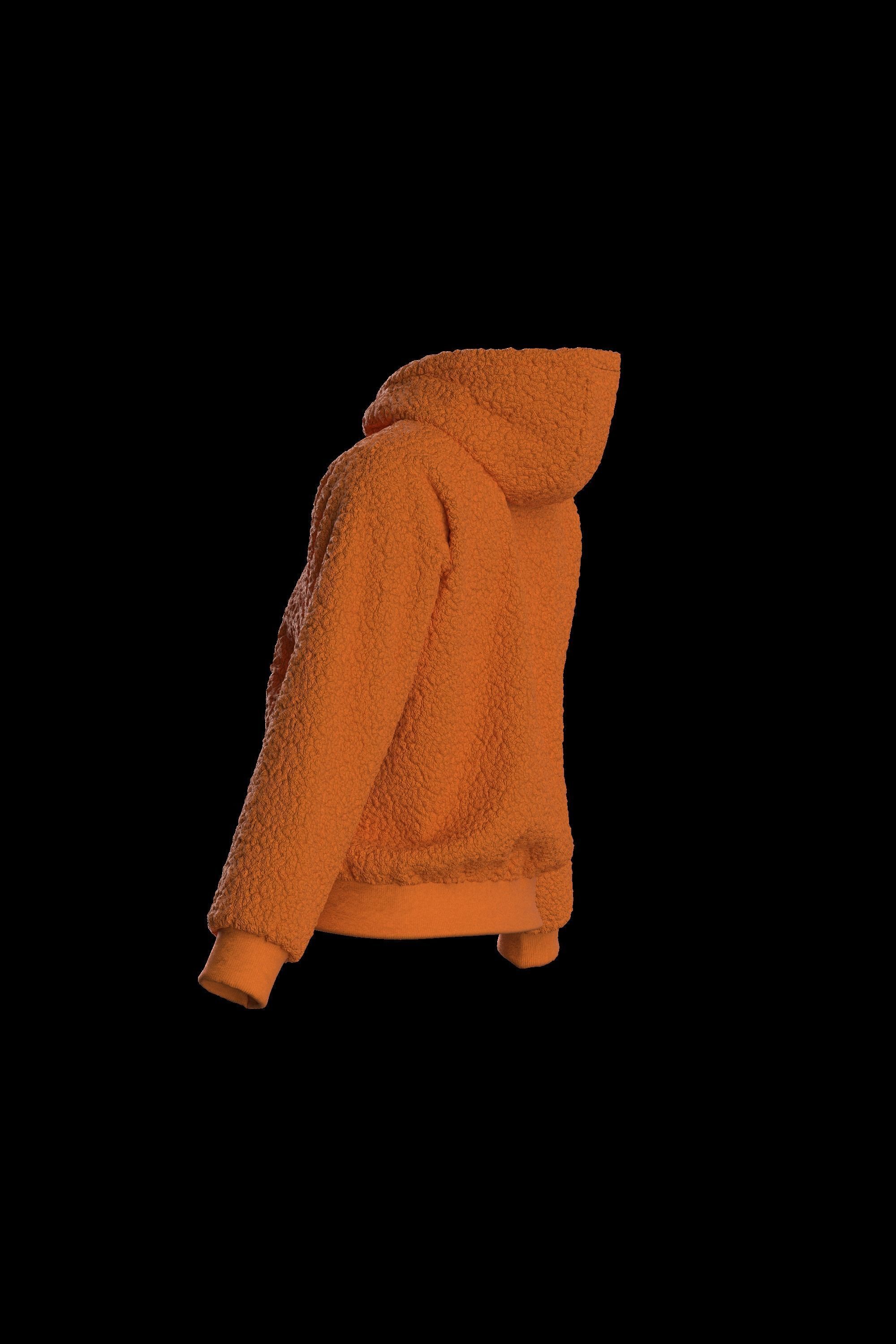 Female plush hoodie 3D model_6