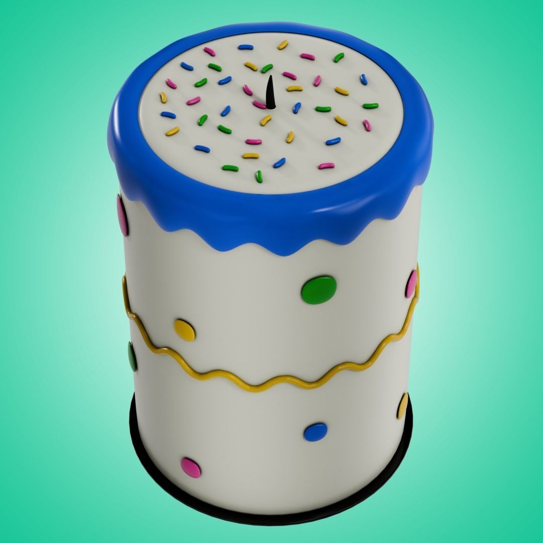 Birthday Cake Candle Low-poly 3D model_2