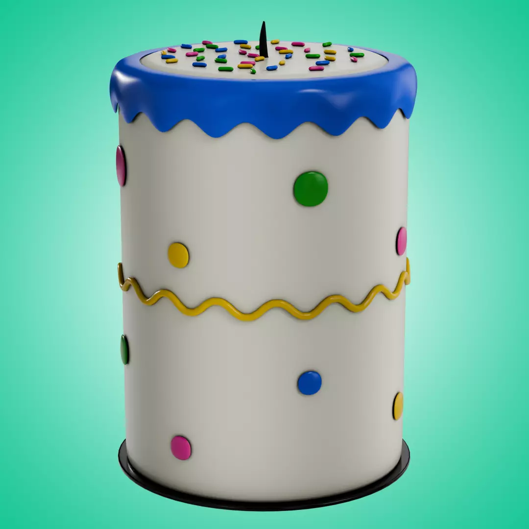 Birthday Cake Candle Low-poly 3D model_0