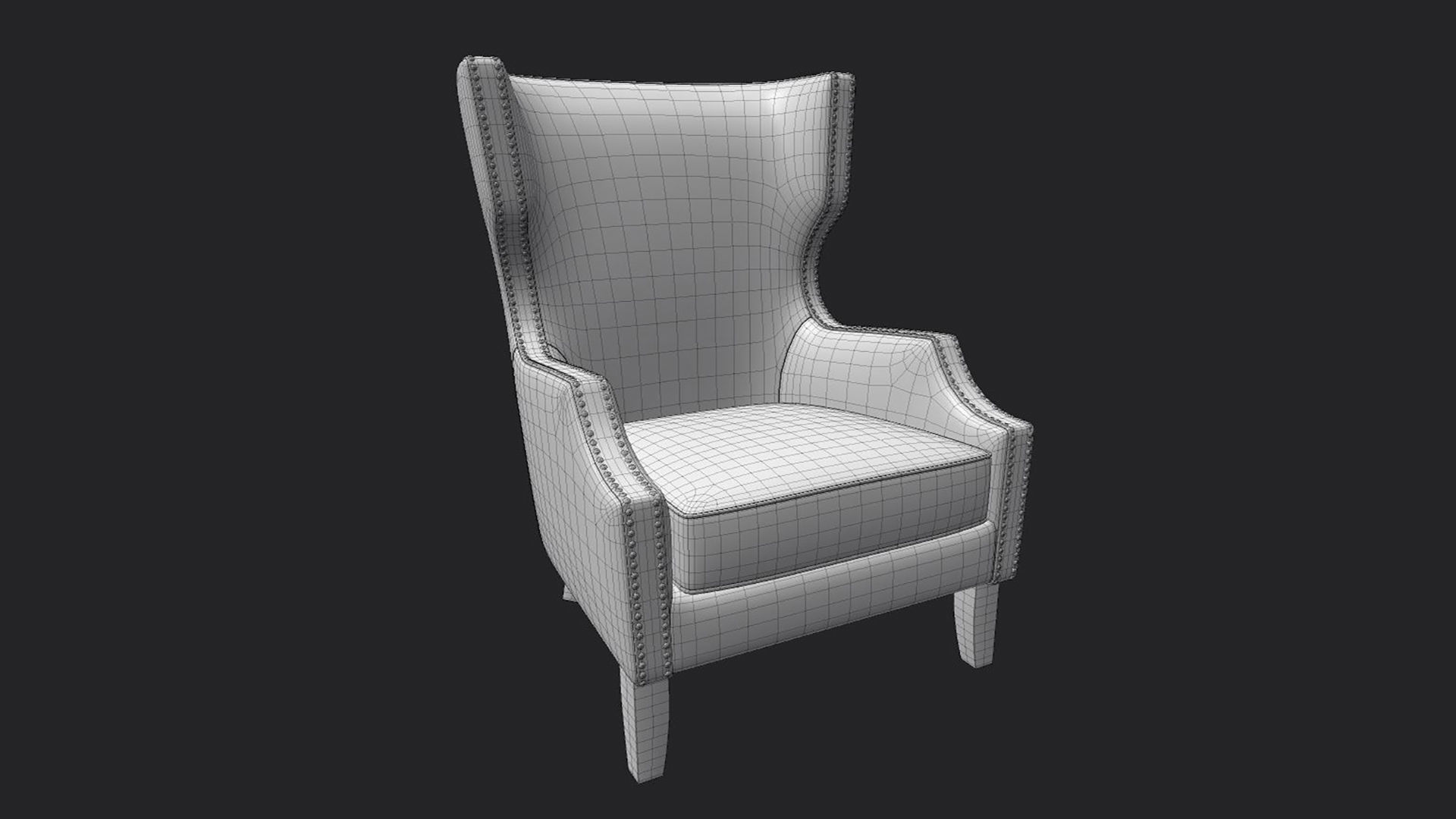Arm Chair Low-poly 3D model_2