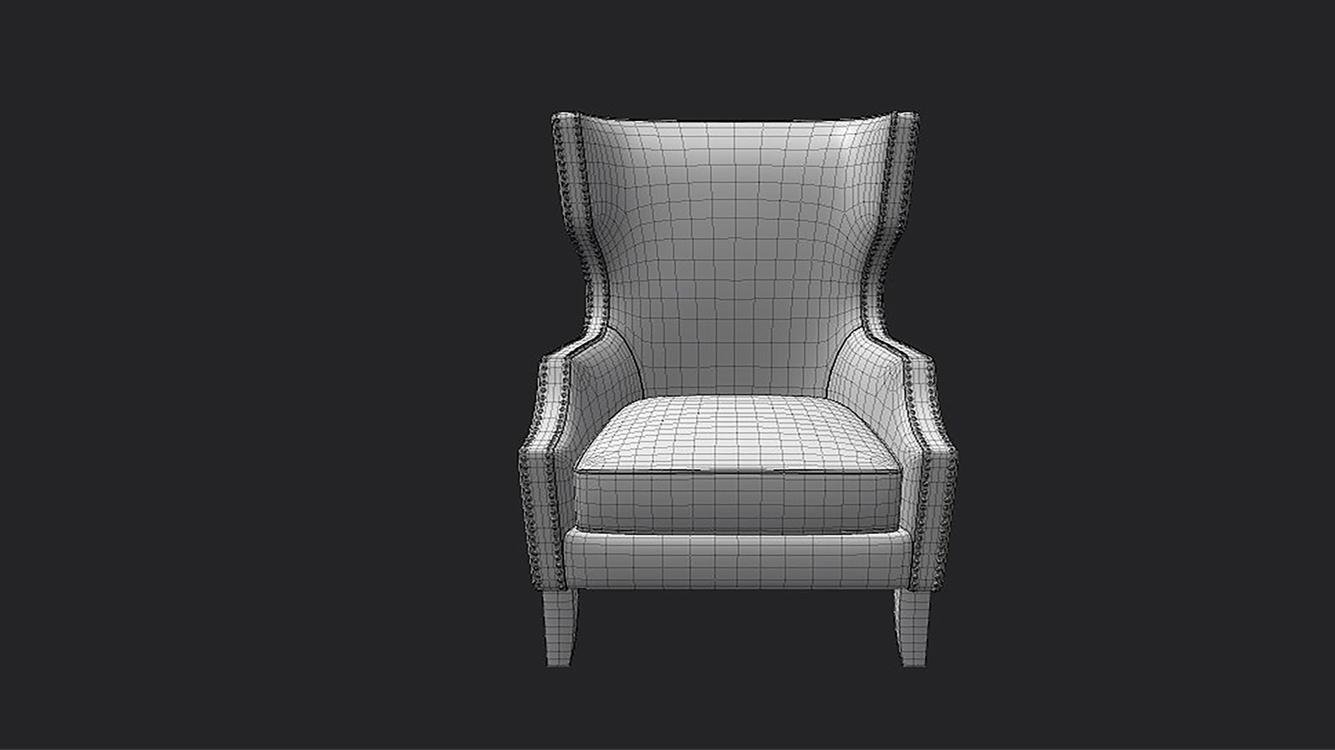 Arm Chair Low-poly 3D model_8