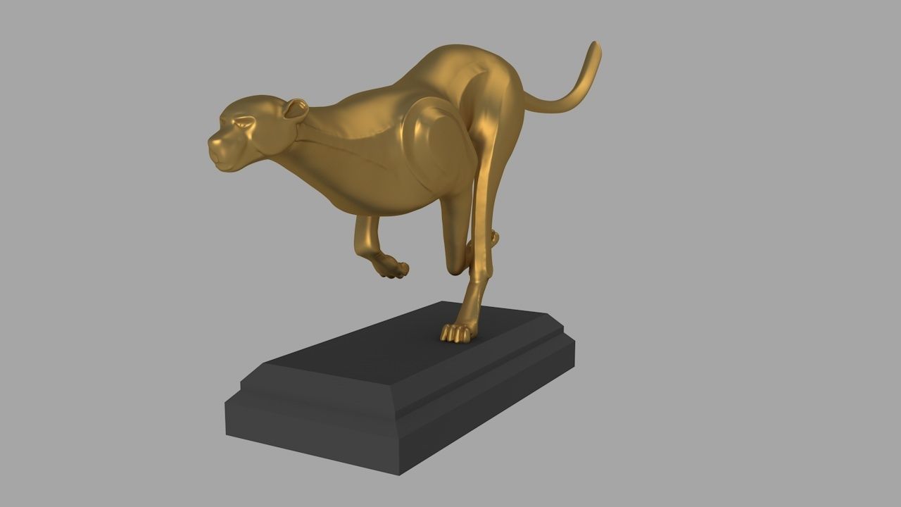 Leopard Running V2 - 3D Printable sculpture 3D print model_1