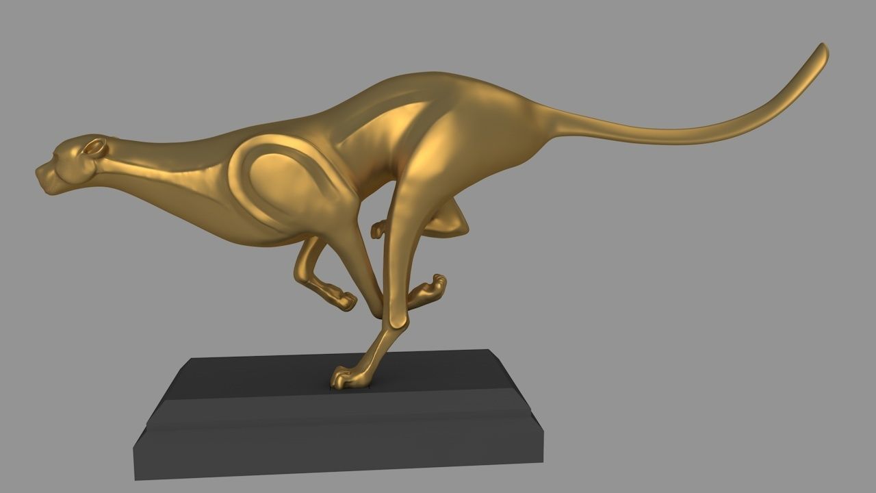 Leopard Running V2 - 3D Printable sculpture 3D print model_2