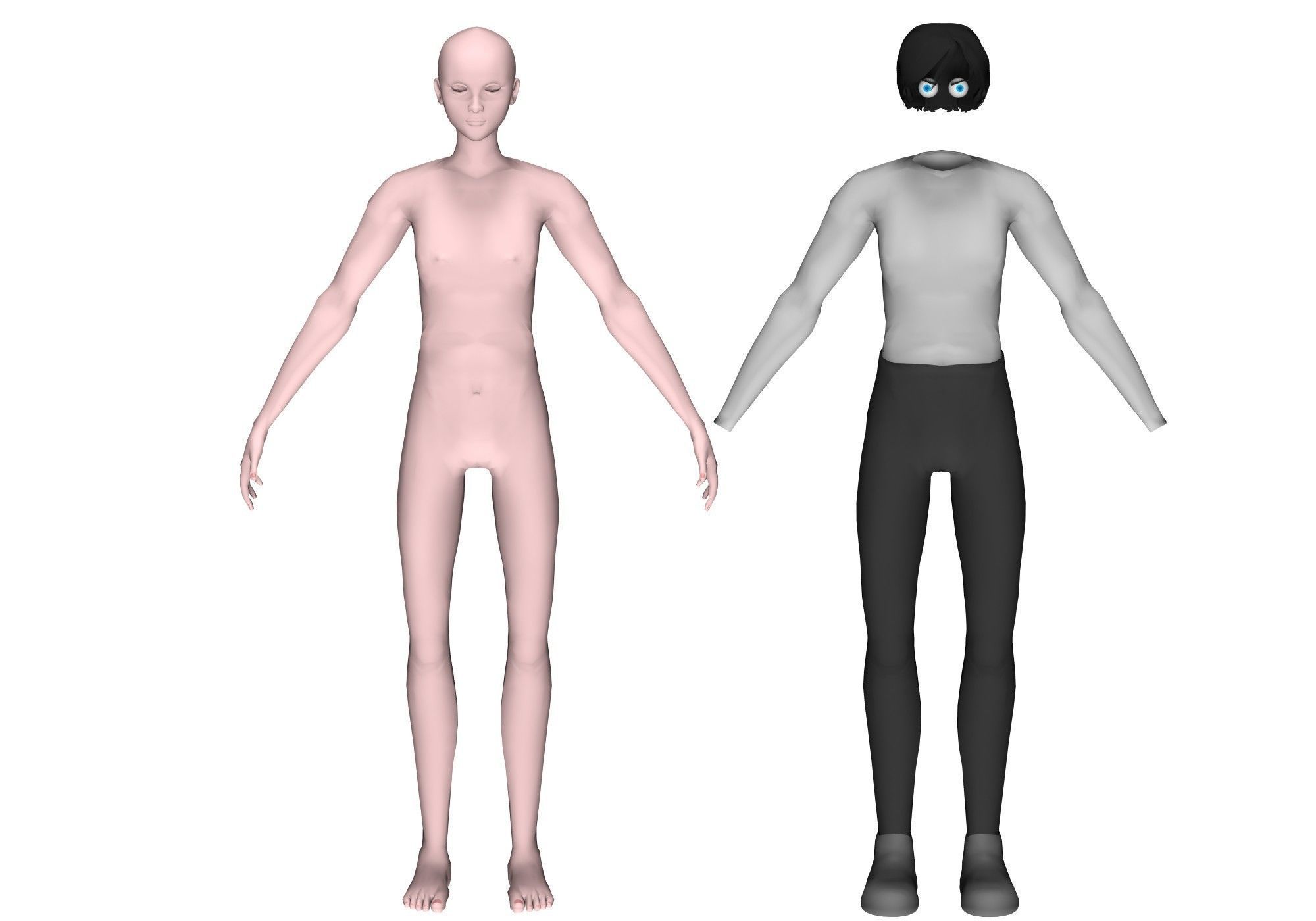 man base mesh Low-poly 3D model_12