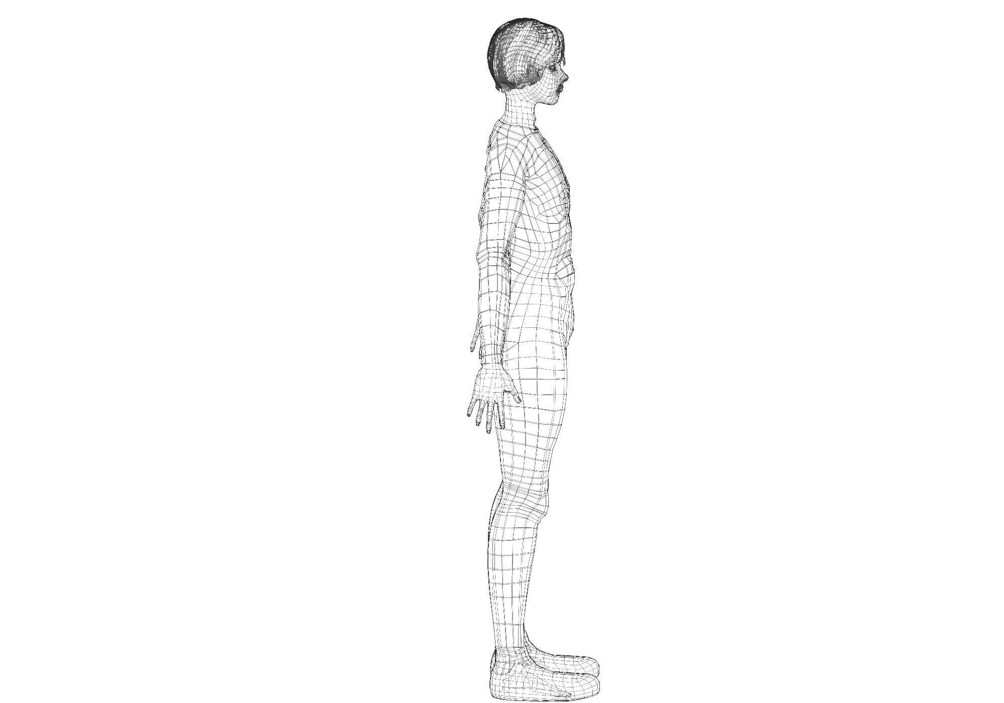 man base mesh Low-poly 3D model_14