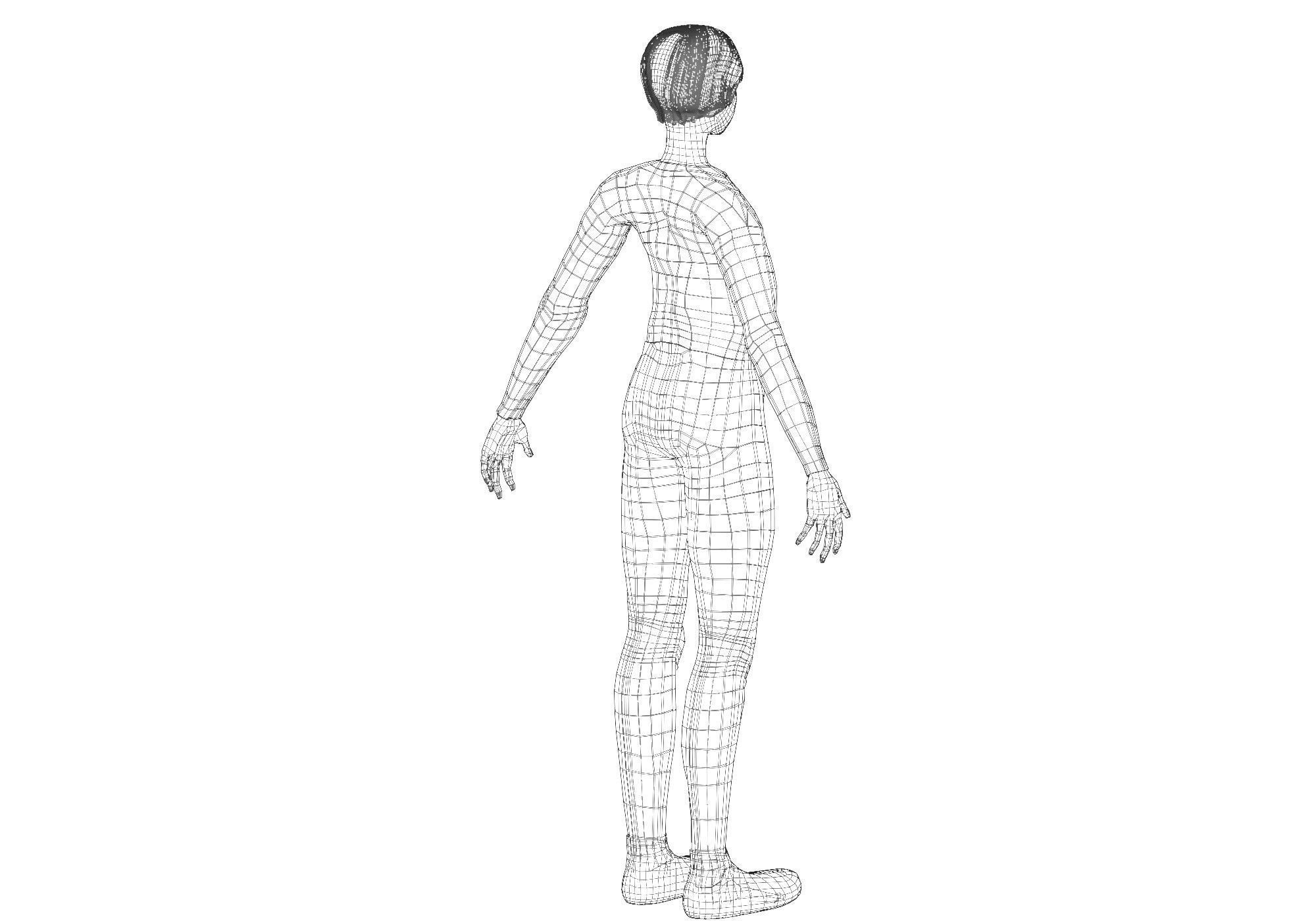 man base mesh Low-poly 3D model_15