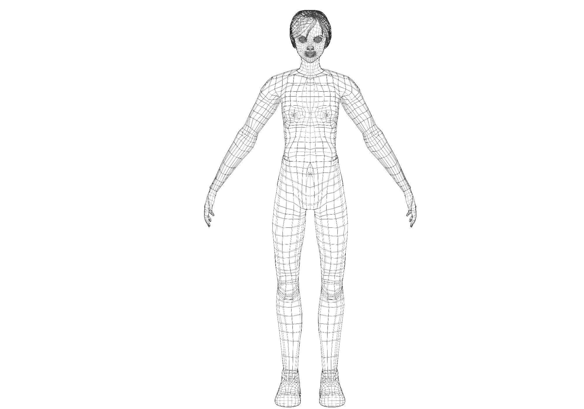 man base mesh Low-poly 3D model_13