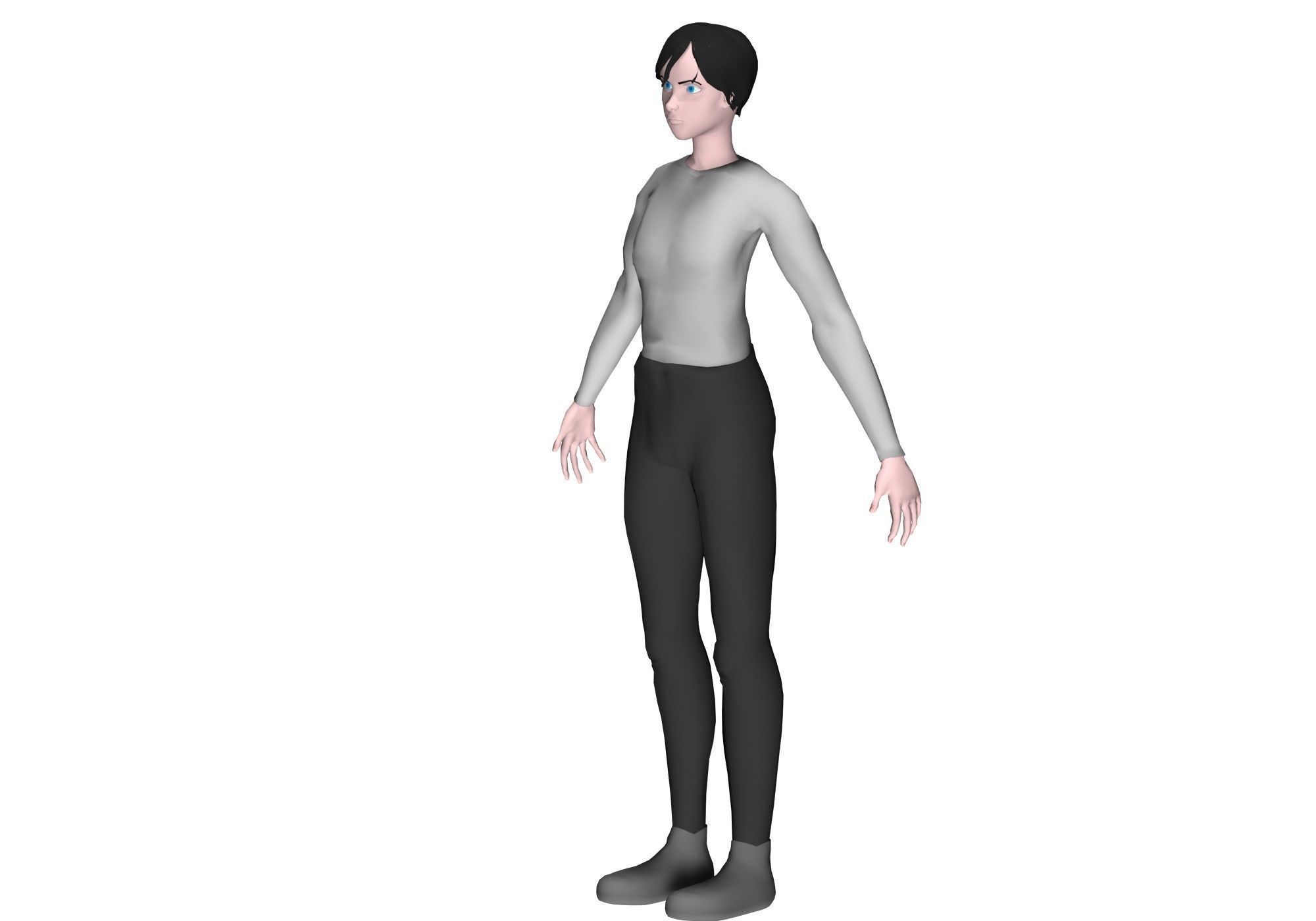 man base mesh Low-poly 3D model_8