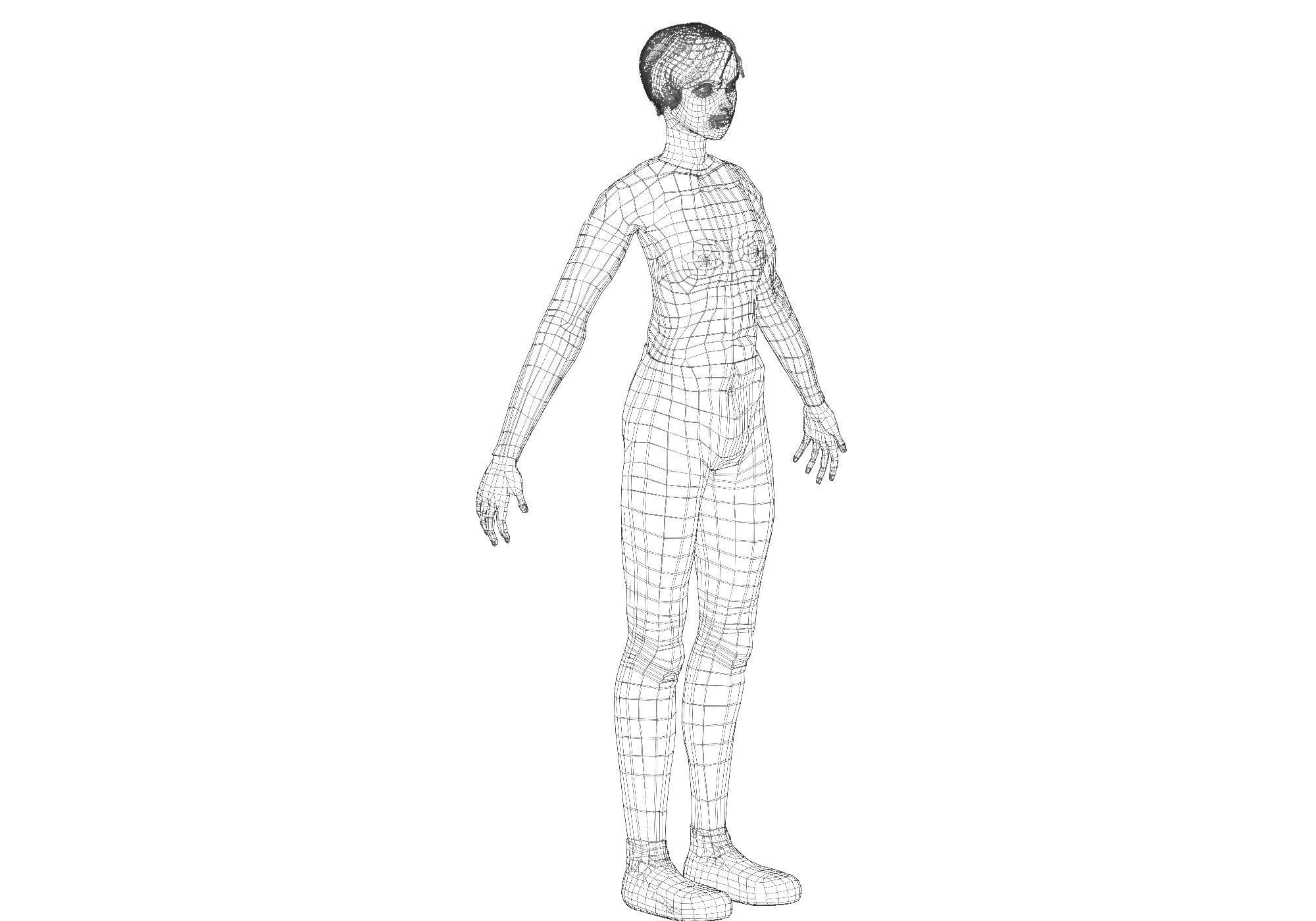 man base mesh Low-poly 3D model_17