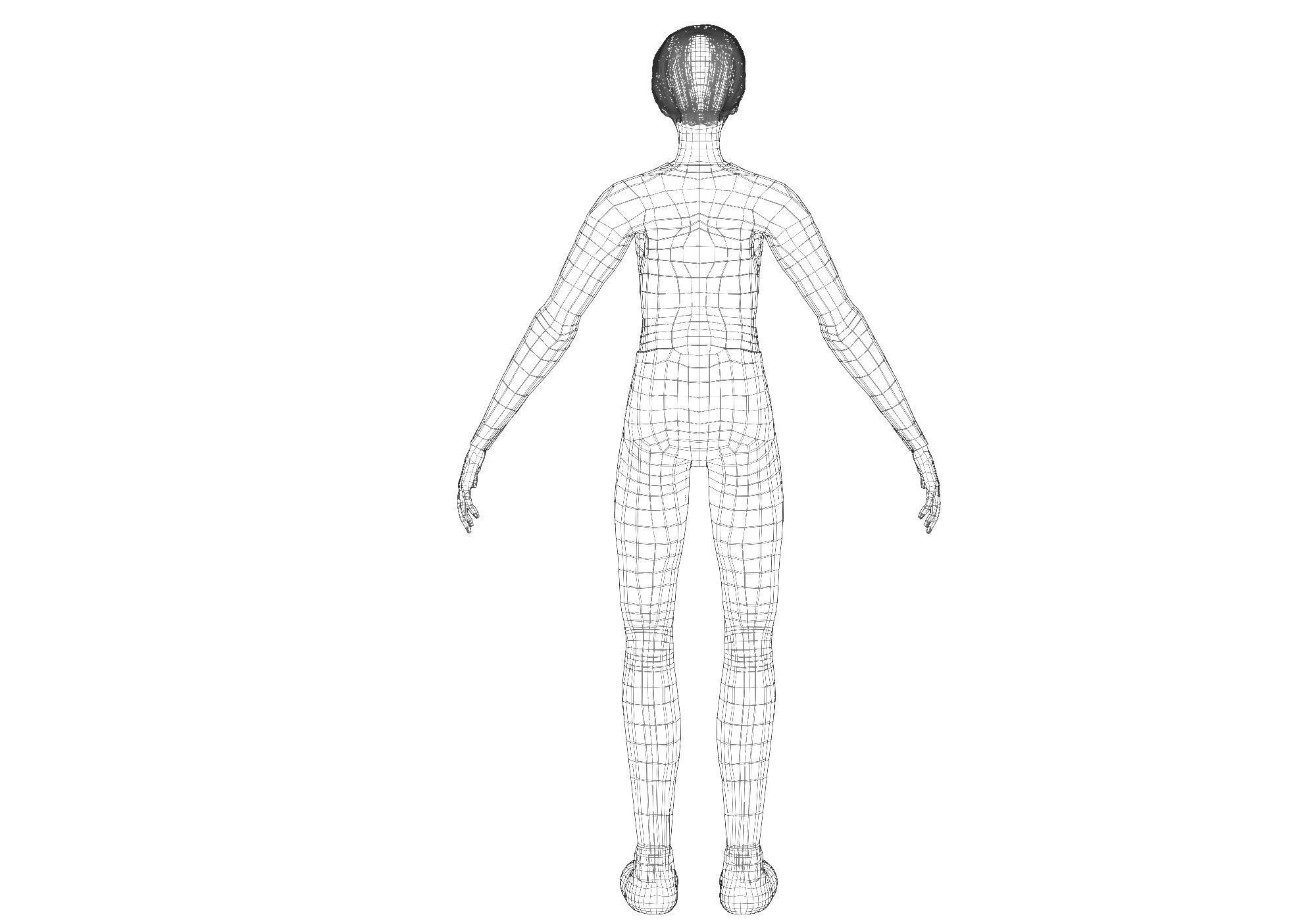 man base mesh Low-poly 3D model_16
