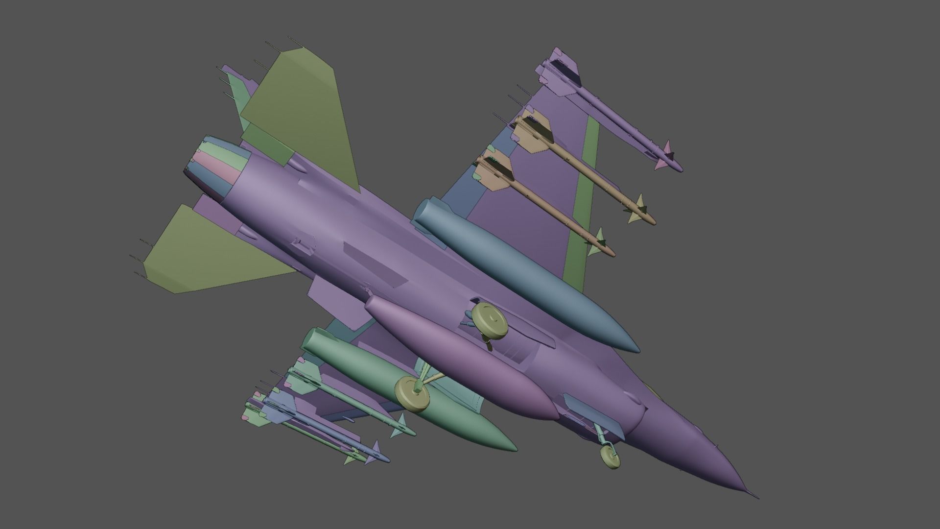 General dynamics F-16 fighter with Aim-9M Sidewinder 3D model_20
