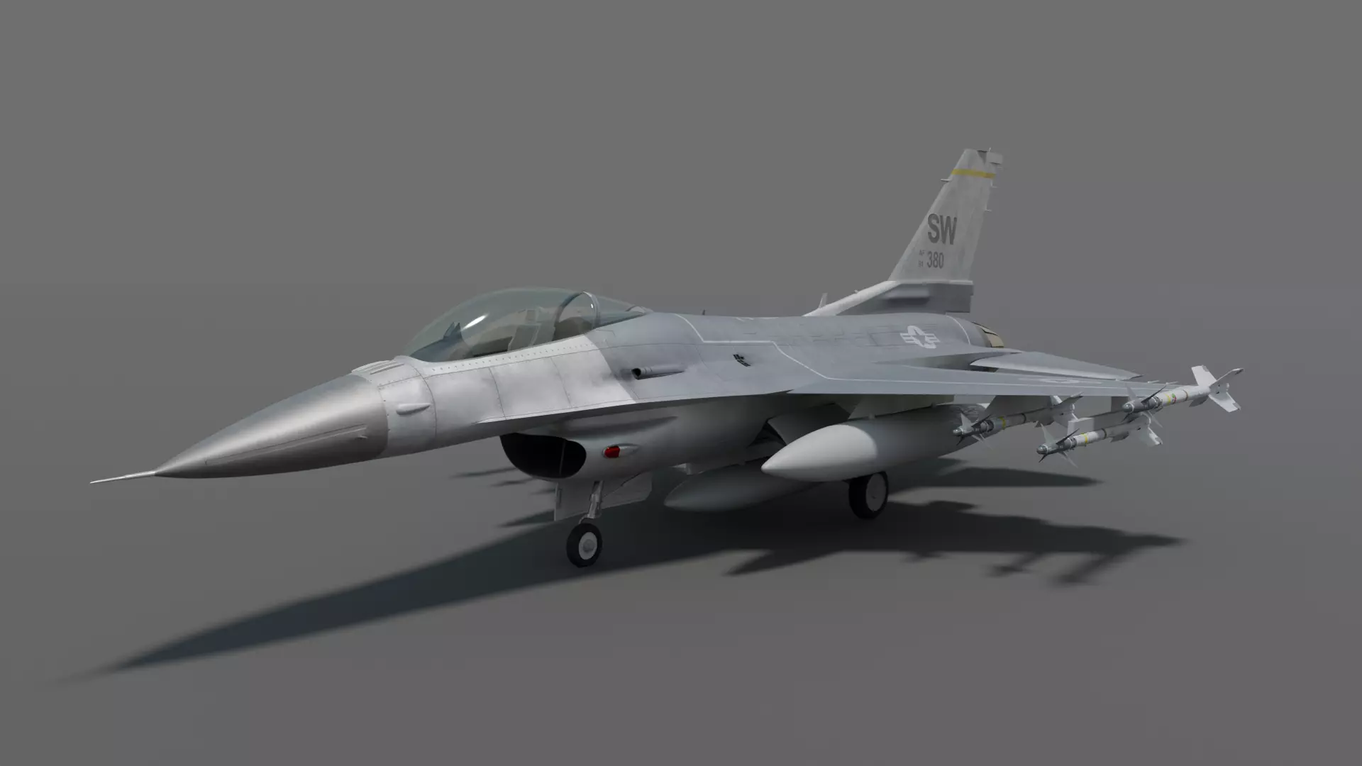 General dynamics F-16 fighter with Aim-9M Sidewinder 3D model_0
