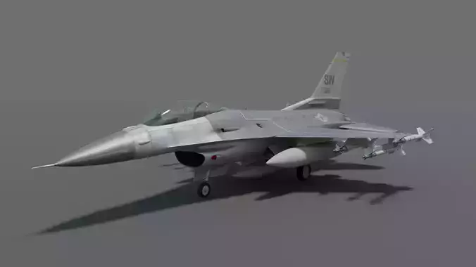 General dynamics F-16 fighter with Aim-9M Sidewinder 3D model