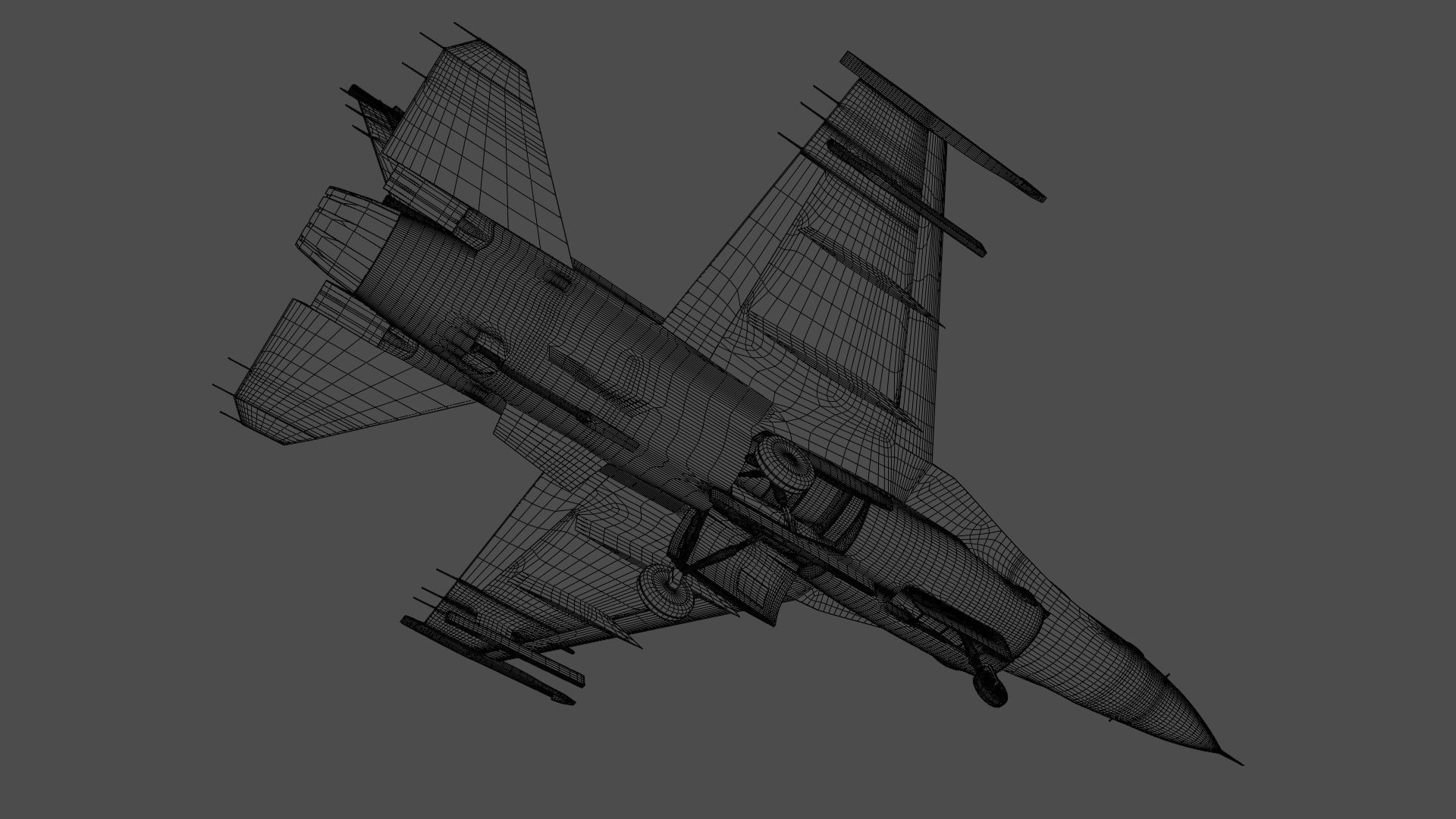 General dynamics F-16 fighter with Aim-9M Sidewinder 3D model_13