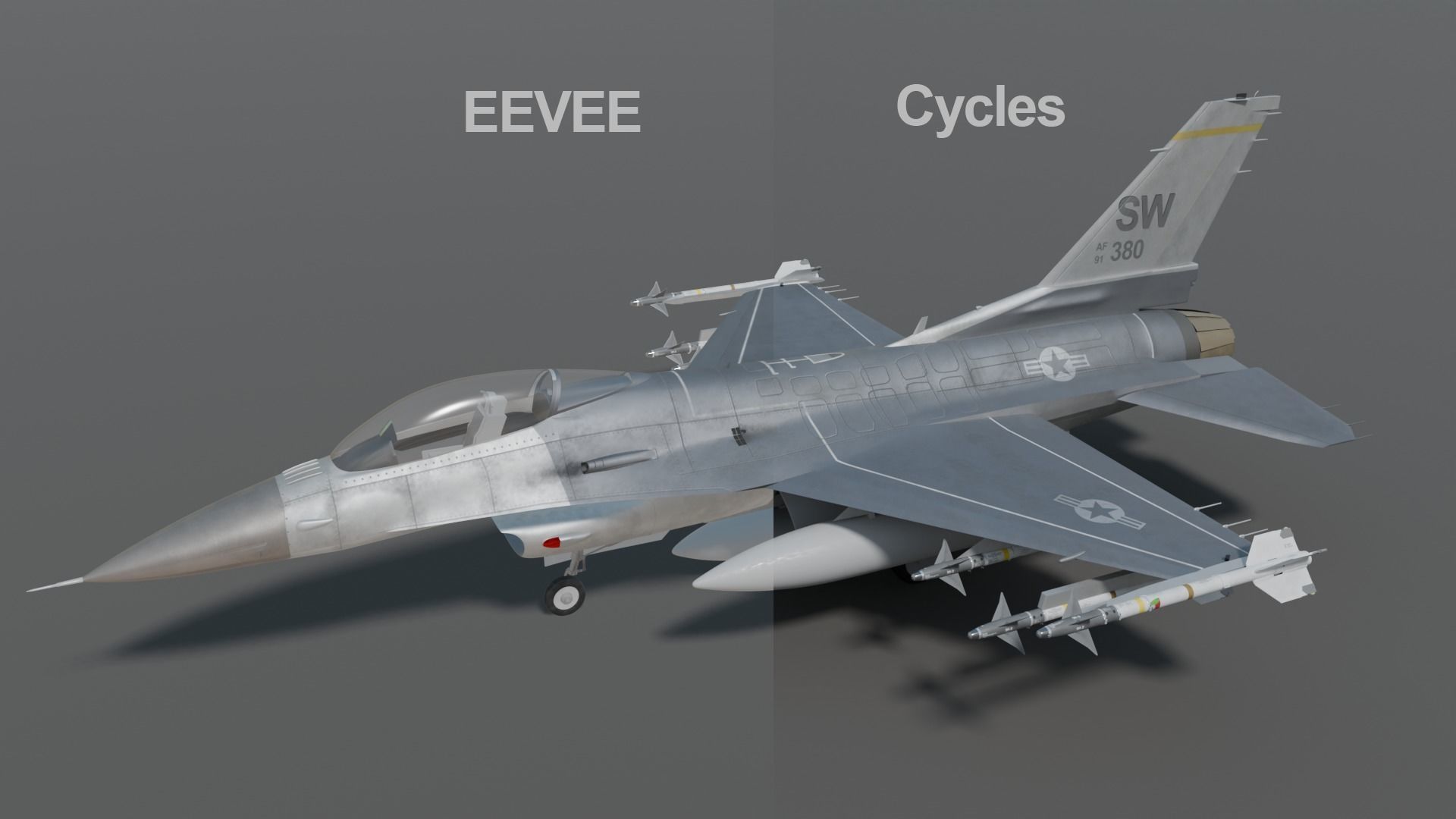 General dynamics F-16 fighter with Aim-9M Sidewinder 3D model_18