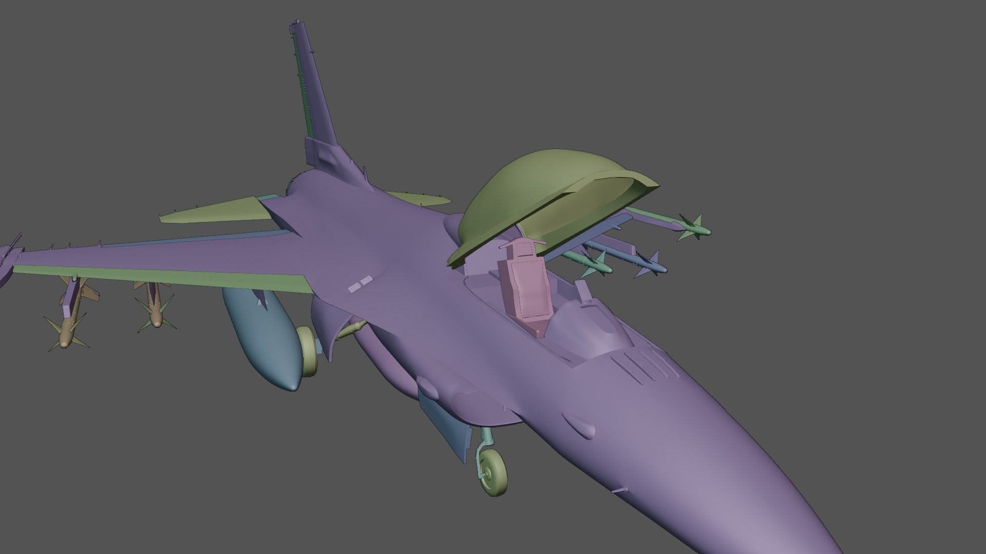 General dynamics F-16 fighter with Aim-9M Sidewinder 3D model_21