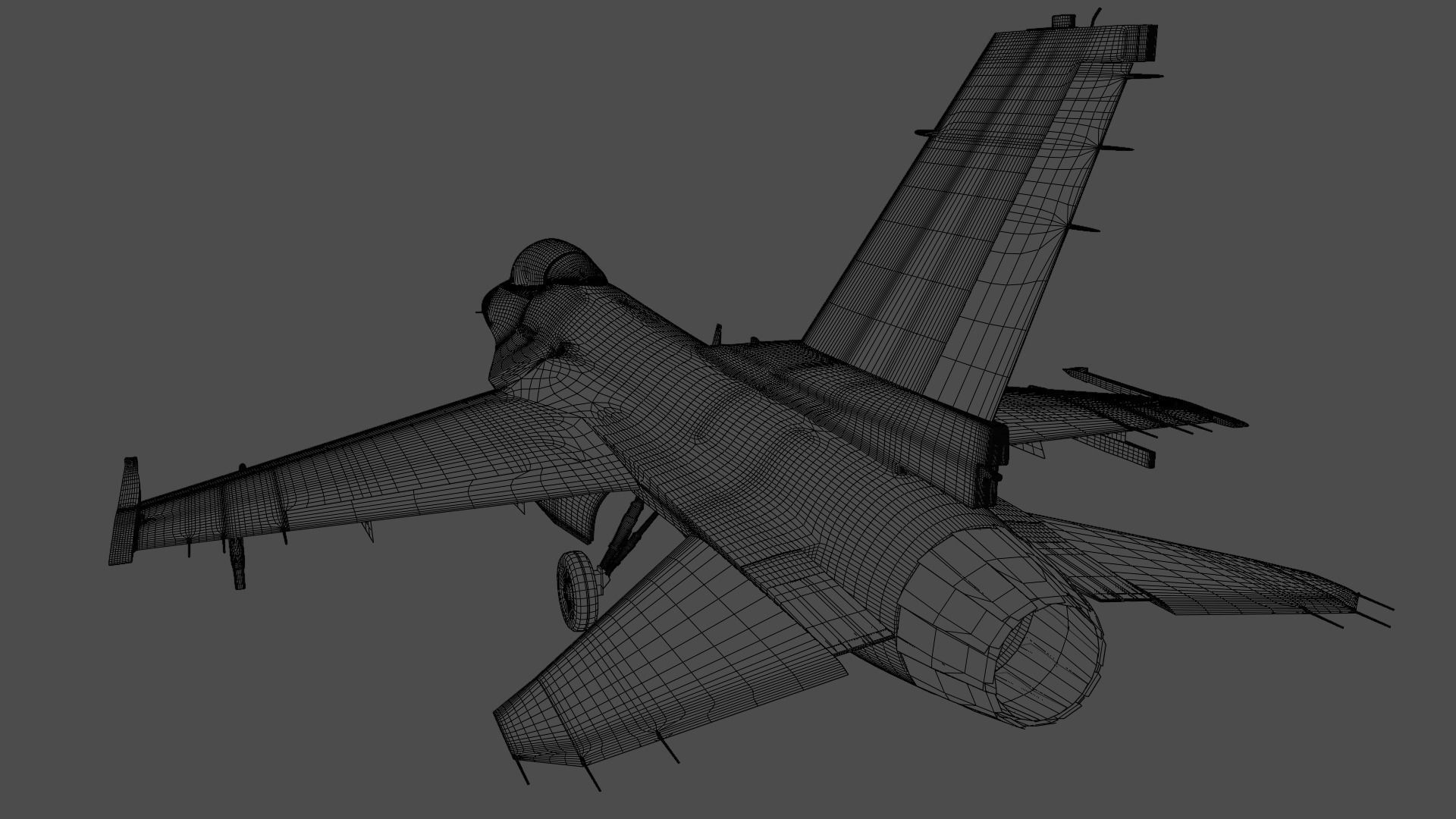 General dynamics F-16 fighter with Aim-9M Sidewinder 3D model_15