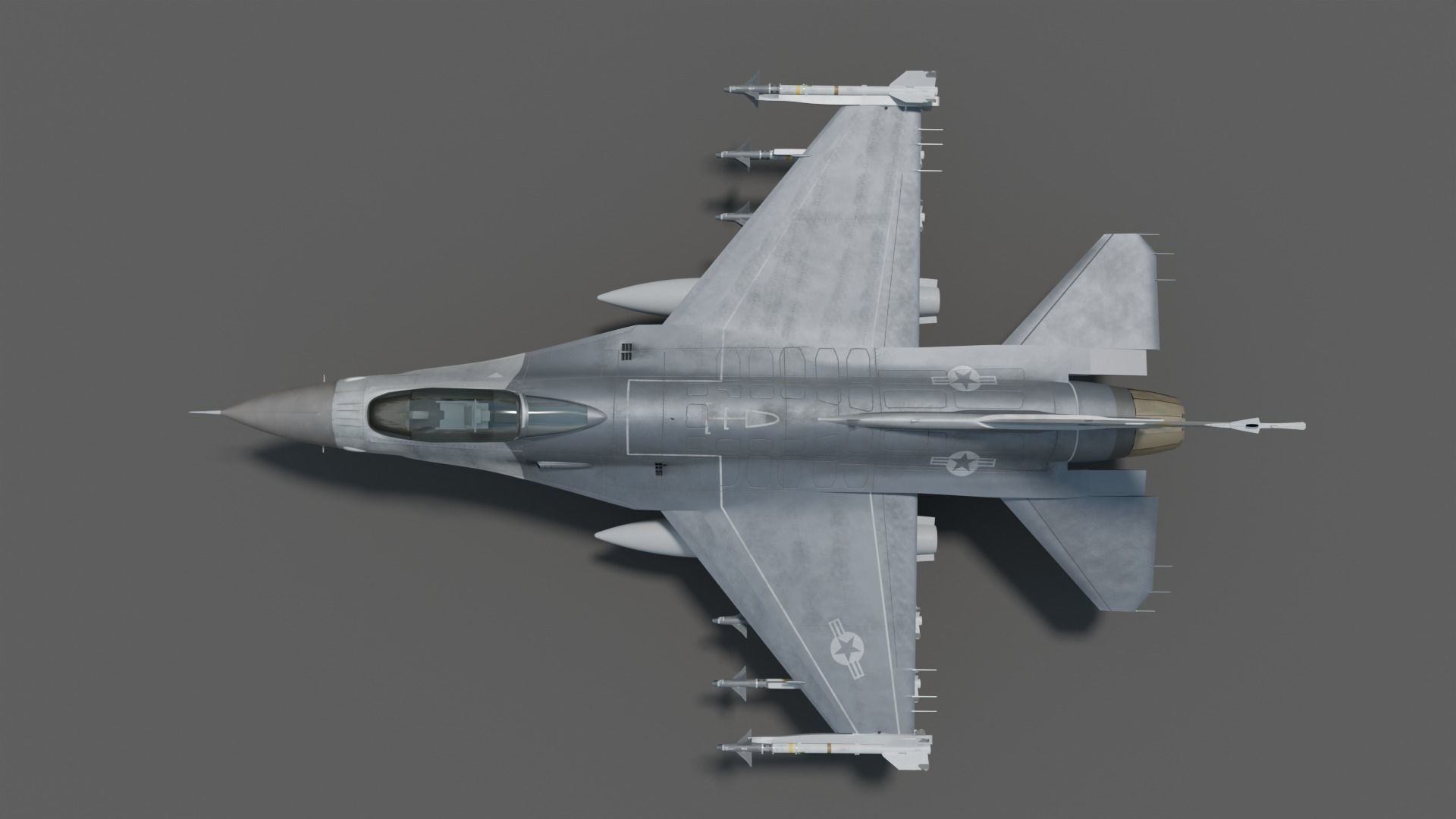 General dynamics F-16 fighter with Aim-9M Sidewinder 3D model_2