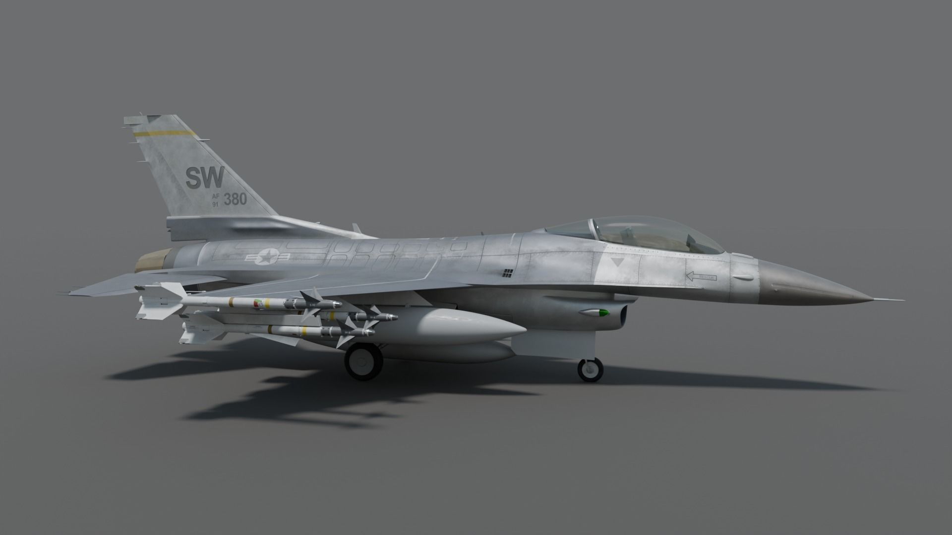 General dynamics F-16 fighter with Aim-9M Sidewinder 3D model_1