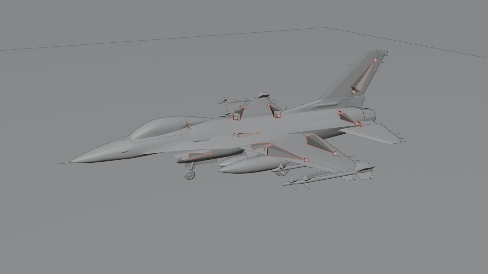 General dynamics F-16 fighter with Aim-9M Sidewinder 3D model_22