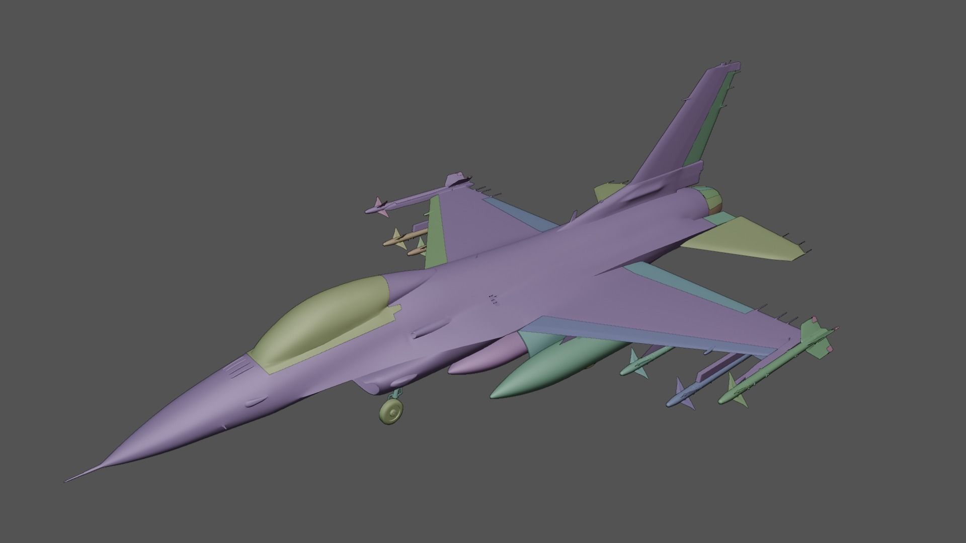 General dynamics F-16 fighter with Aim-9M Sidewinder 3D model_19