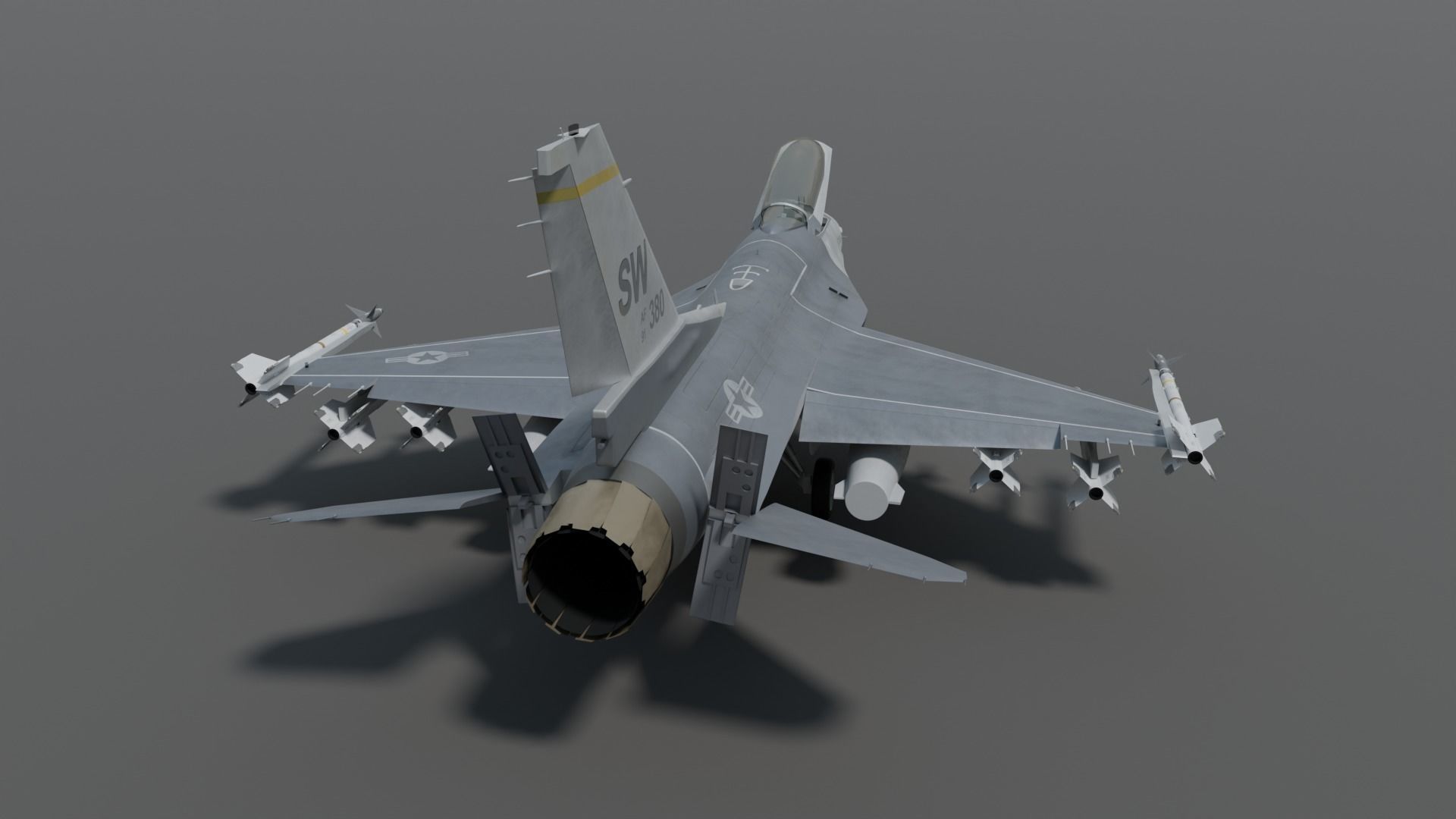 General dynamics F-16 fighter with Aim-9M Sidewinder 3D model_4