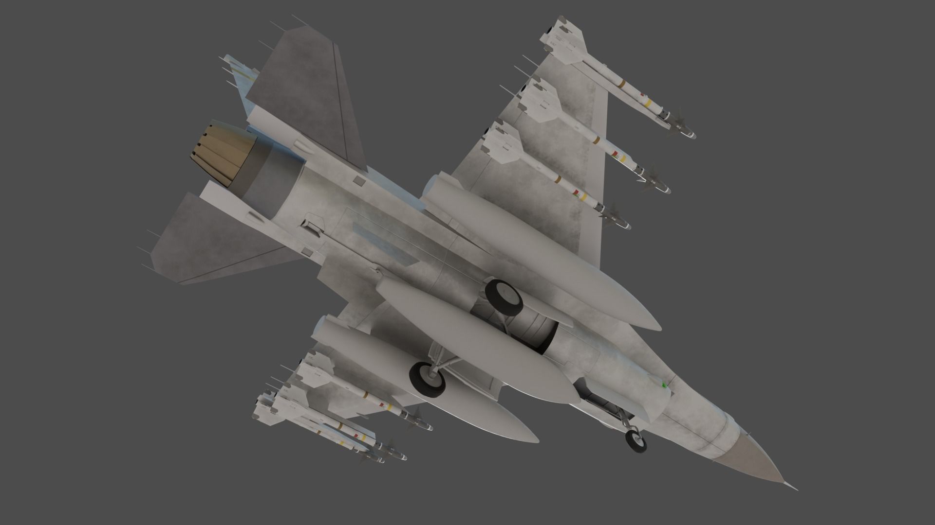 General dynamics F-16 fighter with Aim-9M Sidewinder 3D model_11