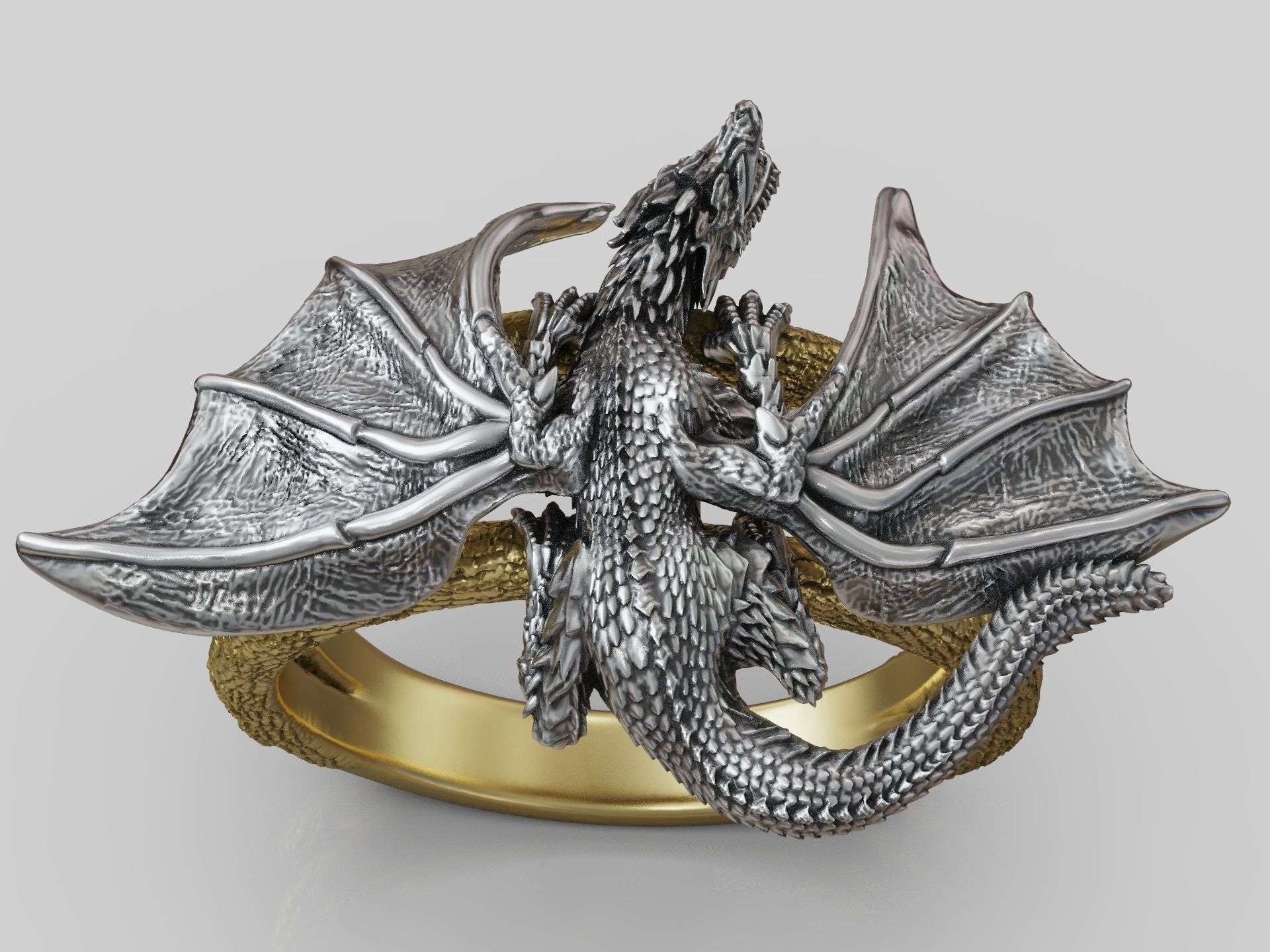 Dragon Ring wings scales  3D print model_9