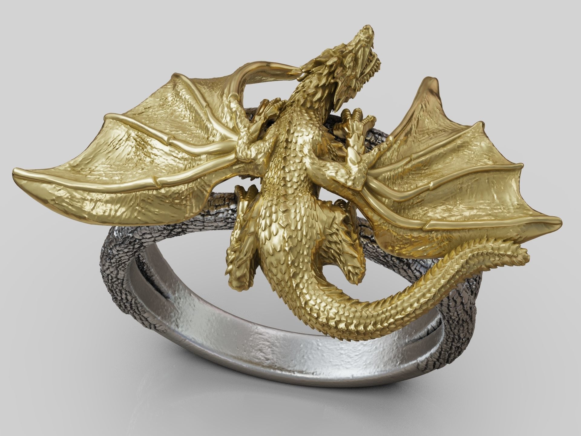 Dragon Ring wings scales  3D print model_2