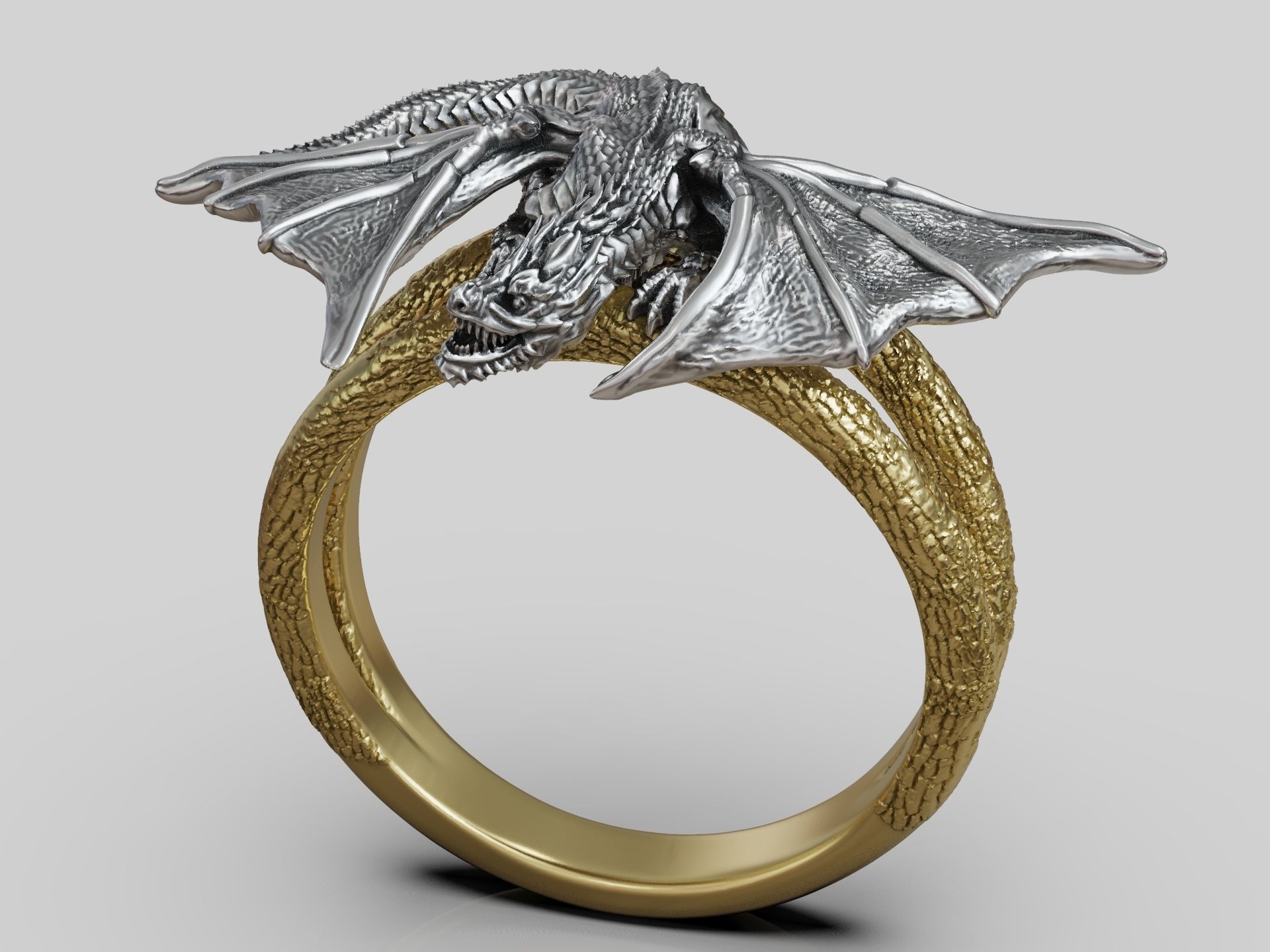 Dragon Ring wings scales  3D print model_7