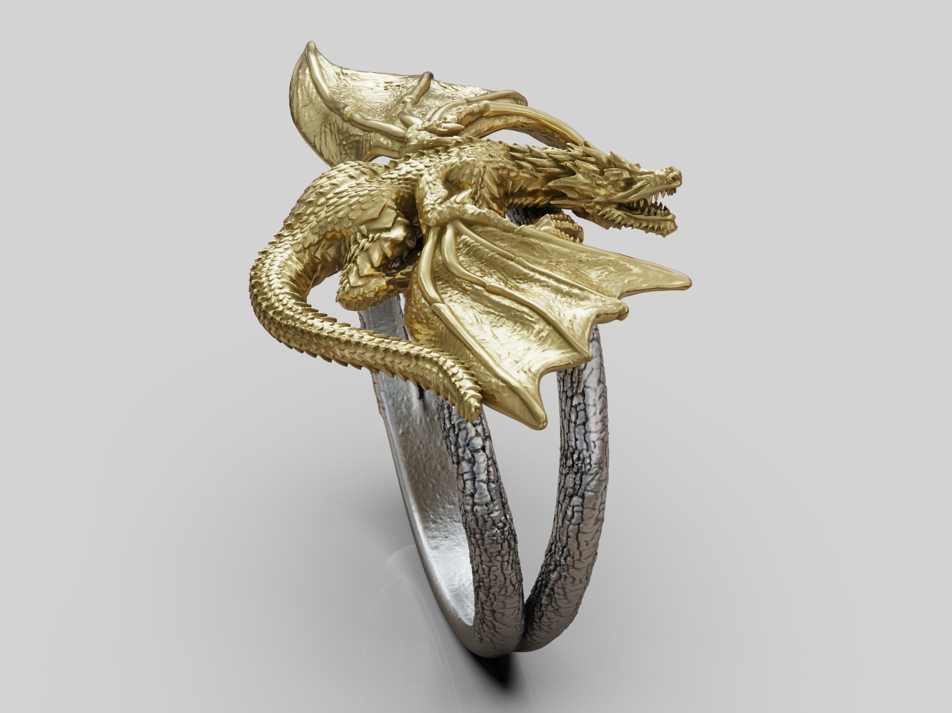 Dragon Ring wings scales  3D print model_3
