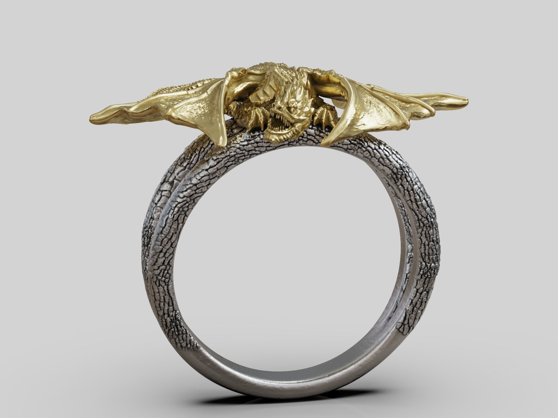 Dragon Ring wings scales  3D print model_5