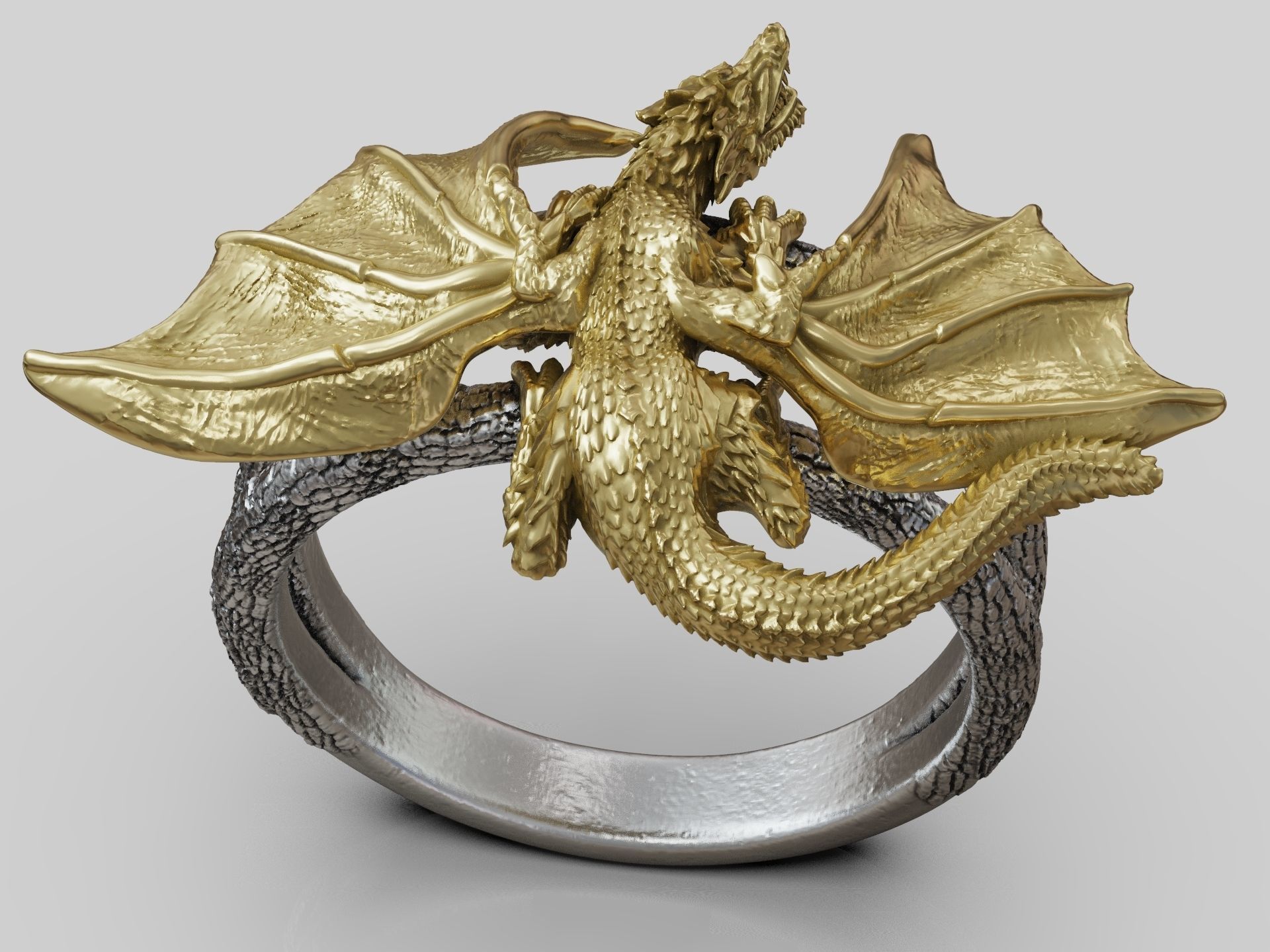 Dragon Ring wings scales  3D print model_6