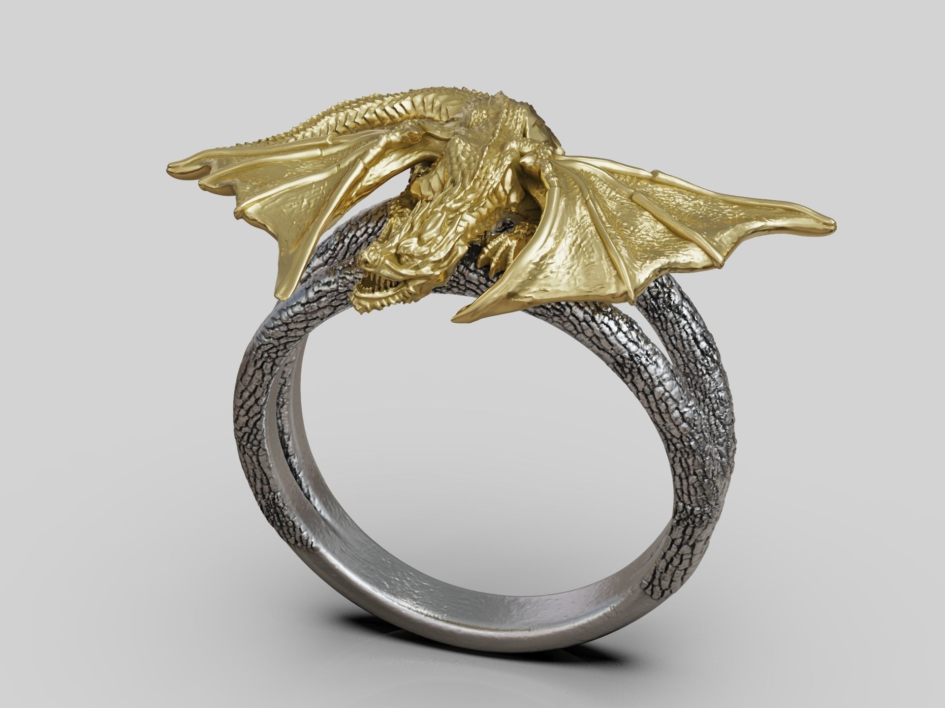 Dragon Ring wings scales  3D print model_4
