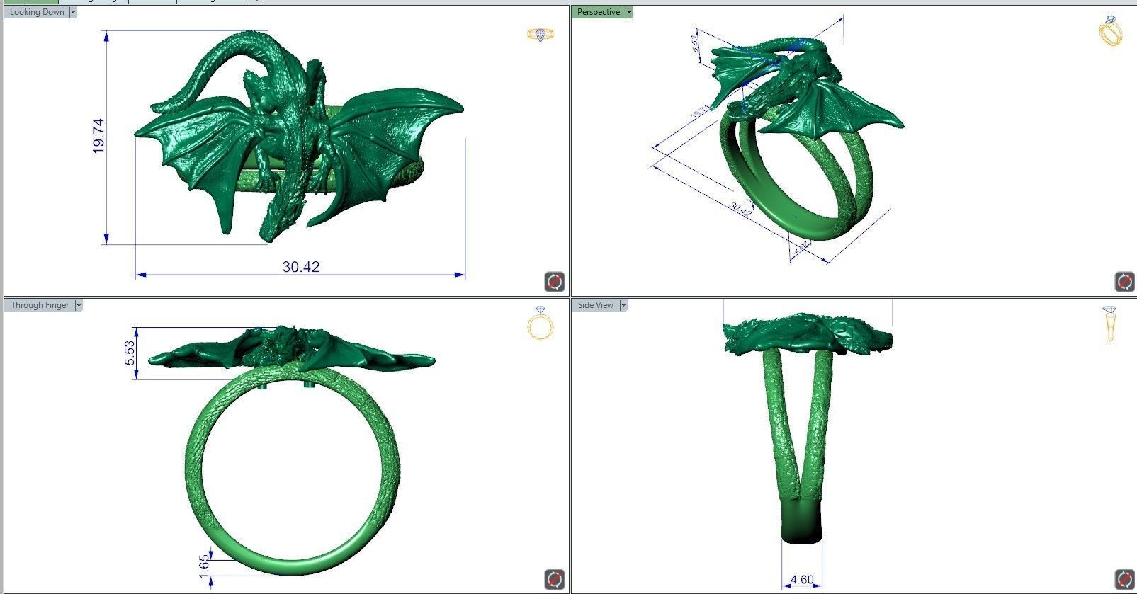 Dragon Ring wings scales  3D print model_11