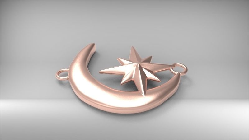 Crescent Moon North Star Necklace Charm Pendant Jewelry 3D print model_12