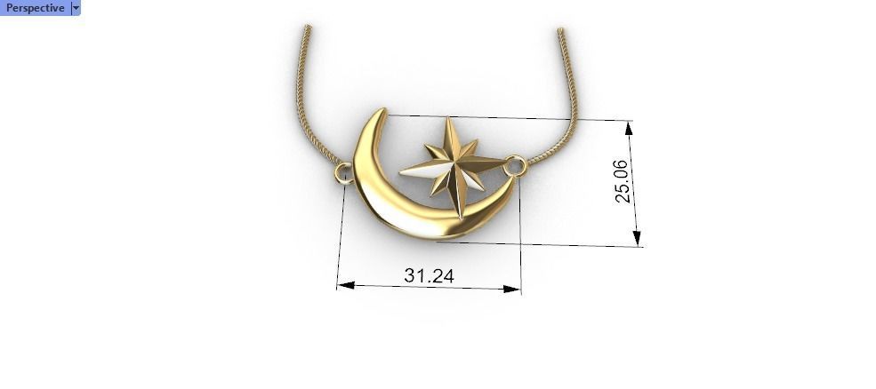 Crescent Moon North Star Necklace Charm Pendant Jewelry 3D print model_17