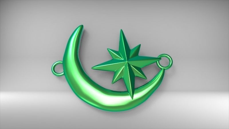 Crescent Moon North Star Necklace Charm Pendant Jewelry 3D print model_18