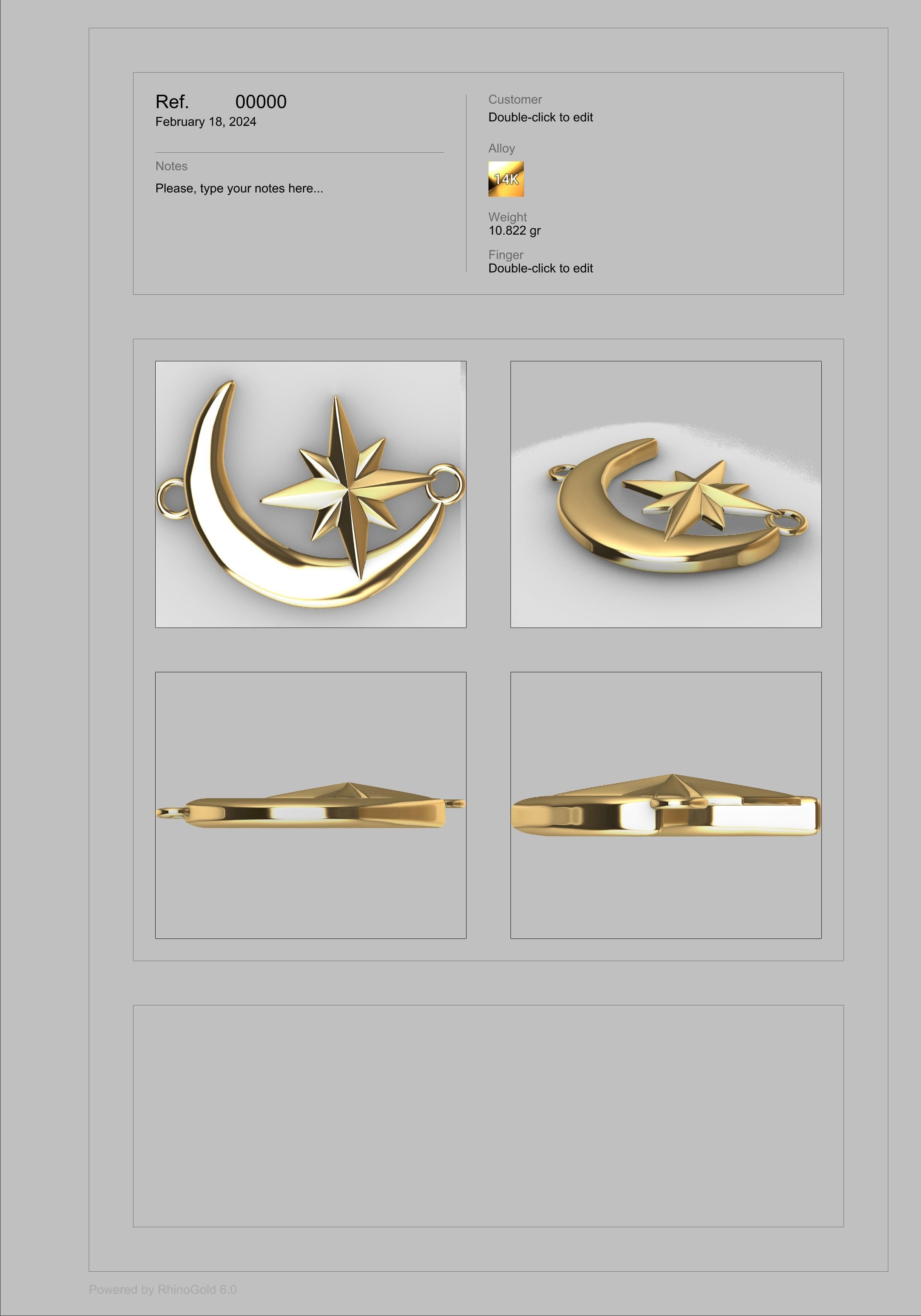 Crescent Moon North Star Necklace Charm Pendant Jewelry 3D print model_16