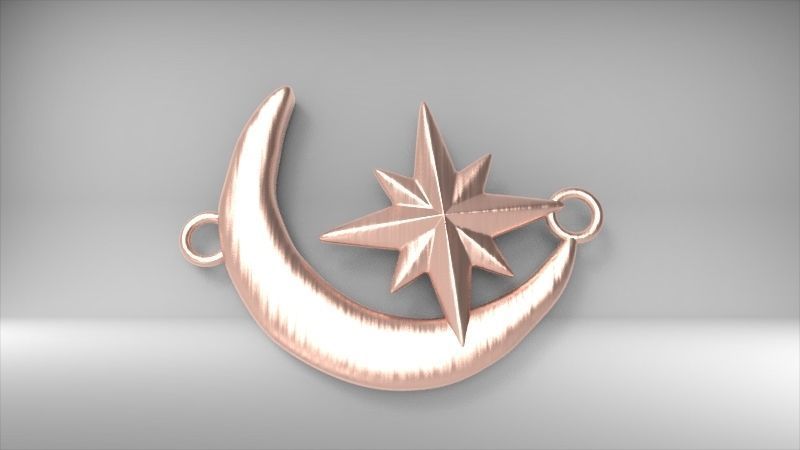 Crescent Moon North Star Necklace Charm Pendant Jewelry 3D print model_14