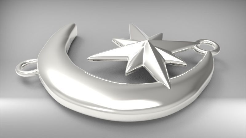 Crescent Moon North Star Necklace Charm Pendant Jewelry 3D print model_31