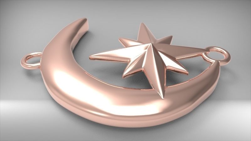 Crescent Moon North Star Necklace Charm Pendant Jewelry 3D print model_8