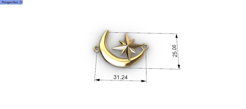 Crescent Moon North Star Necklace Charm Pendant Jewelry 3D print model_10