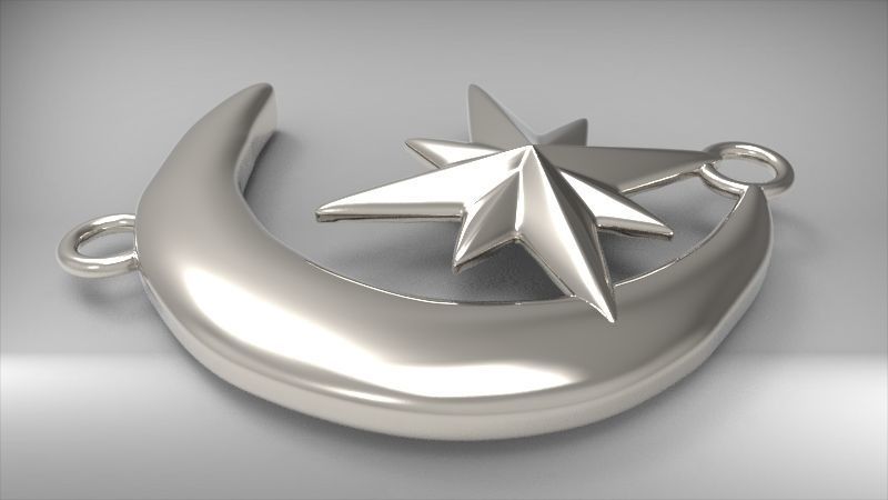 Crescent Moon North Star Necklace Charm Pendant Jewelry 3D print model_30